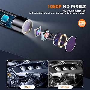 Ендоскоп 8 мм 1080P HD Інспекційна камера, IP67 водонепроникний цифровий ендоскоп, гнучкий змієподібний кабель 15,9 м, 4,3-дюймовий LCD-екран, промисловий ендоскоп synthetic.ua - Фото 1