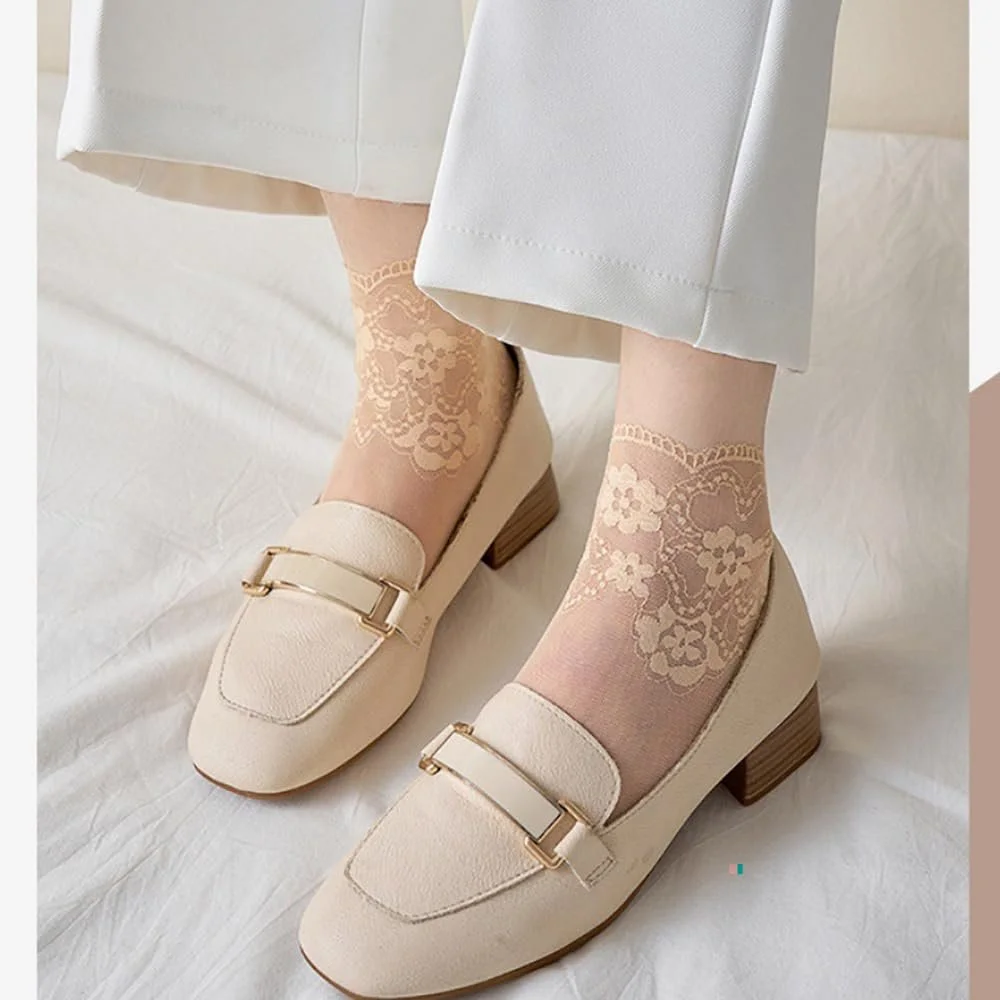 Носки Женские Кружевные Носки Короткие Тонкие Чулочно-носочные изделия Щиколотки Сетчатые Кружевные Носки Прозрачные Носки Дышащие Шелковые Чулочно-носочные изделия Ультратонкие Женские Носки, фото №6