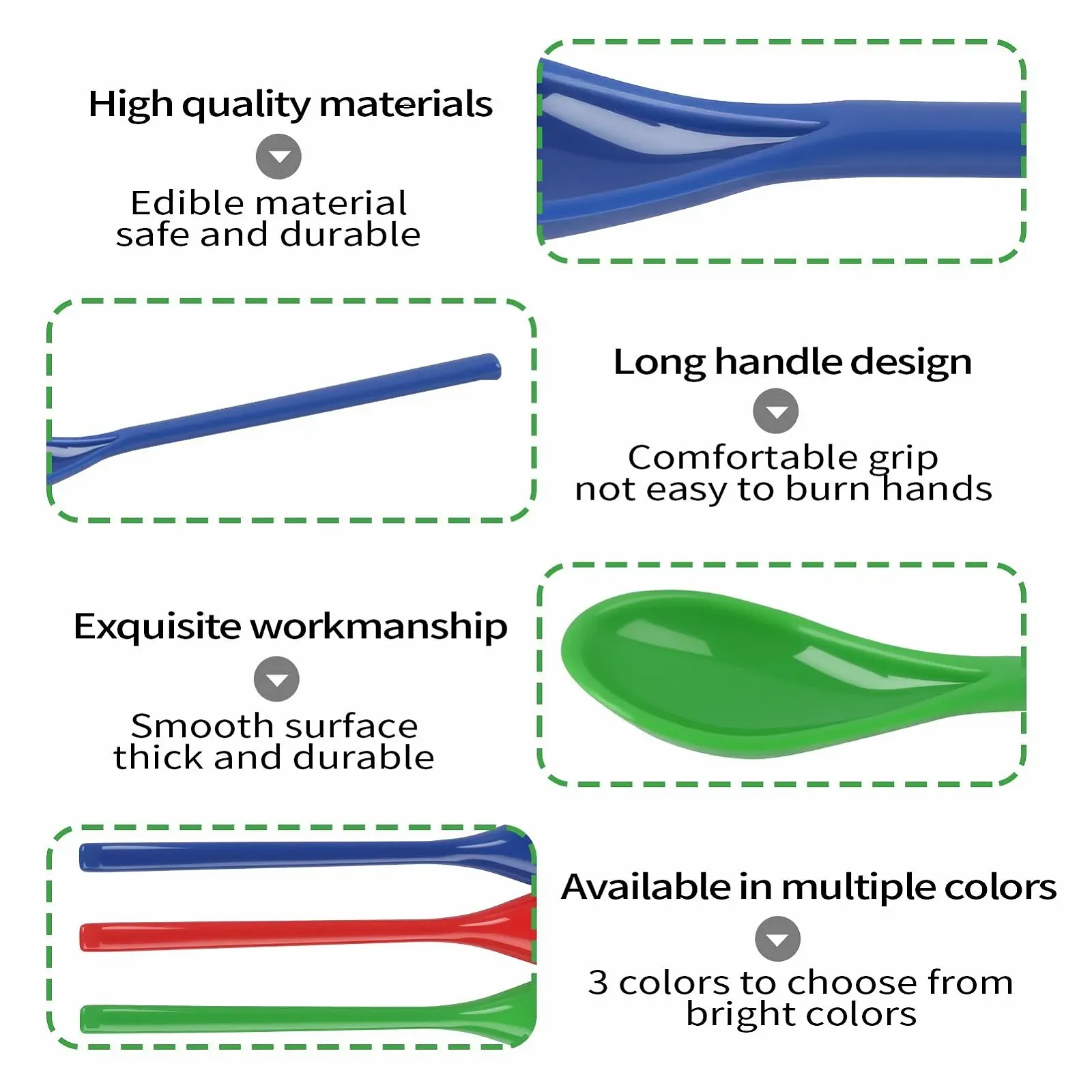 Набір пластикових ложок 6 шт. Різнокольорові з довгою ручкою, фото №4