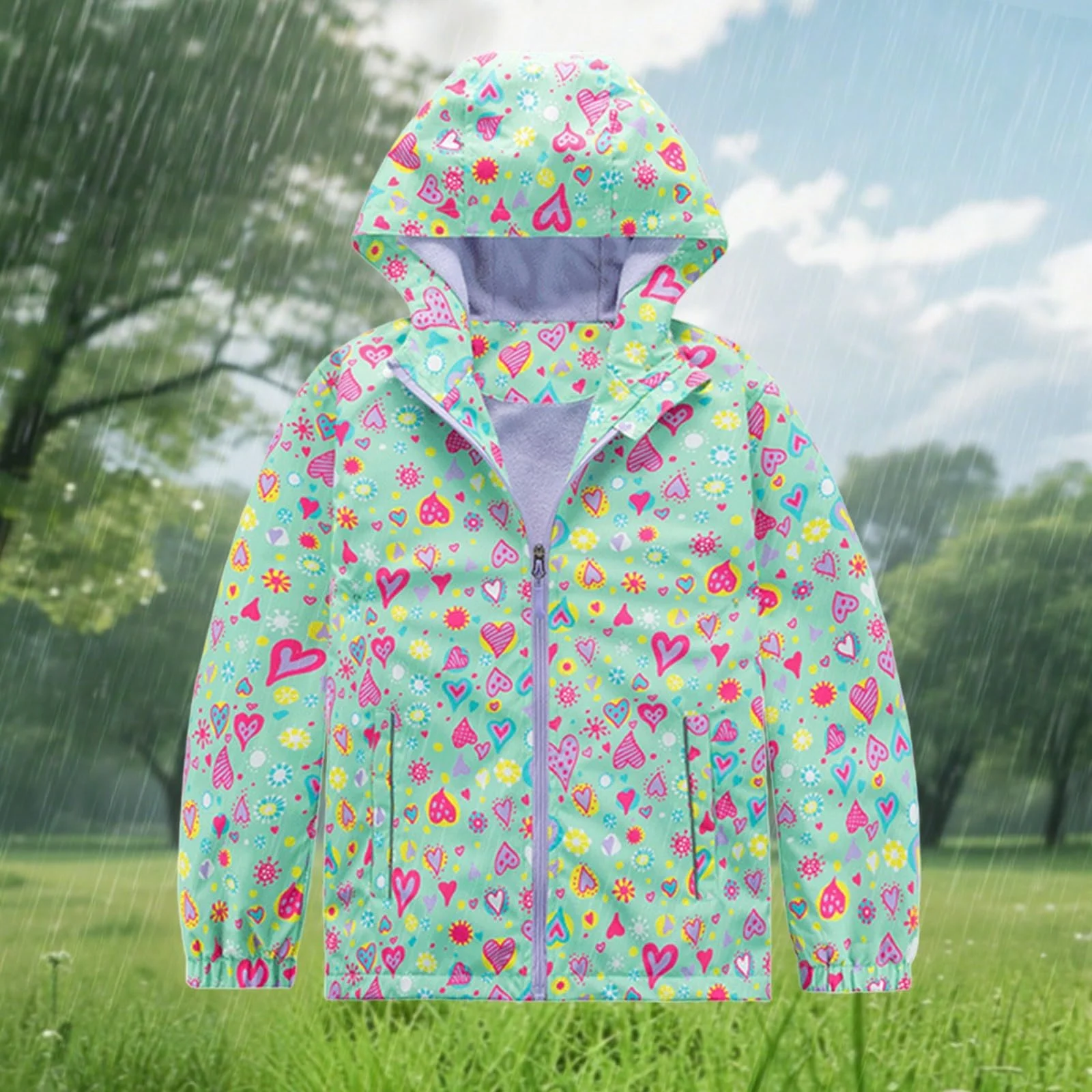 Ветровка Generisch для девочек с капюшоном, детская, легкая, дышащая, для активного отдыха, фото №3