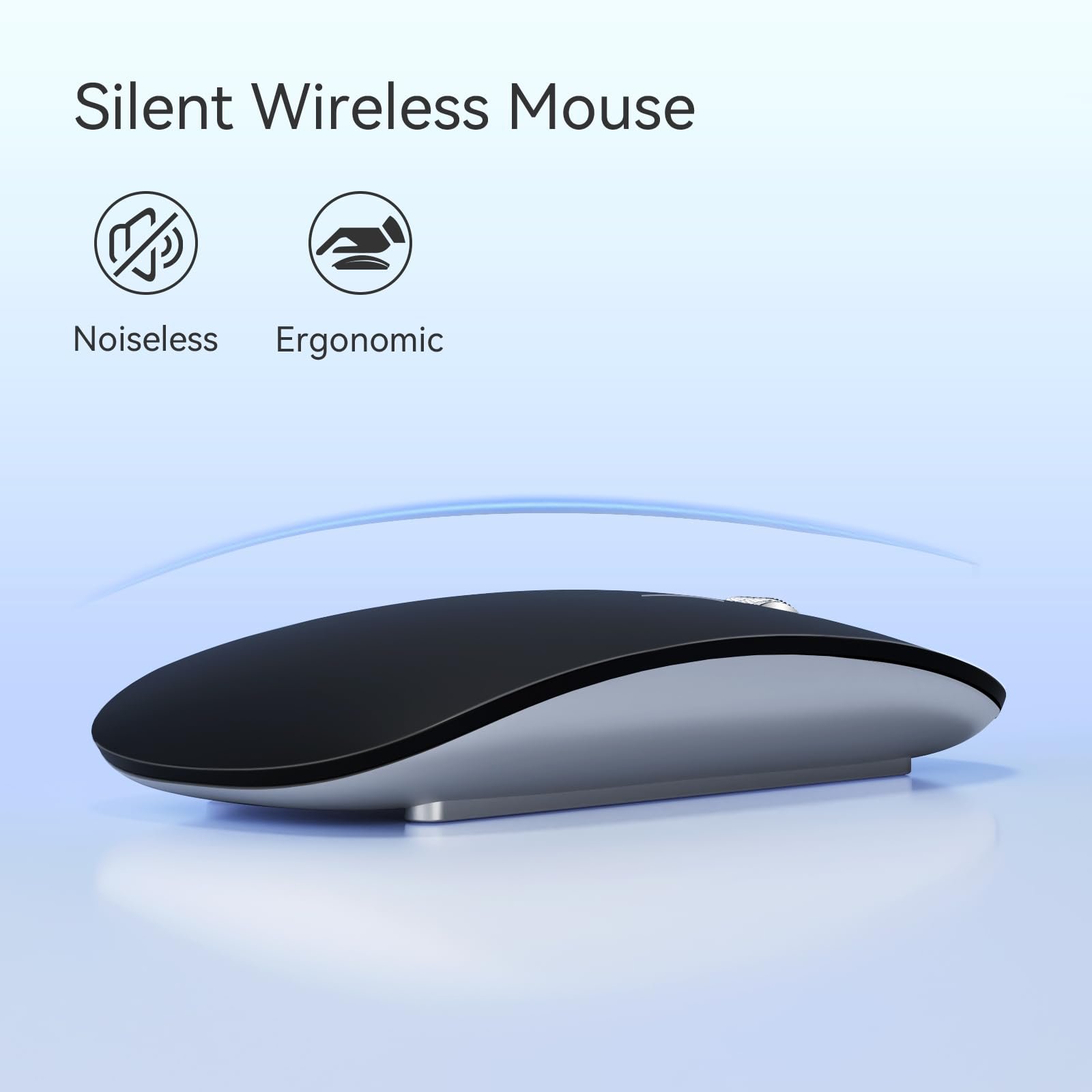 Мышь Bluetooth Uiosmuph Беспроводная с USB Nano приемником Tri-Mode (Dual Bluetooth 5.1 + 2.4GHz) Тихая Аккумуляторная для ноутбука, ПК, iPad, Mac Черная, фото №6