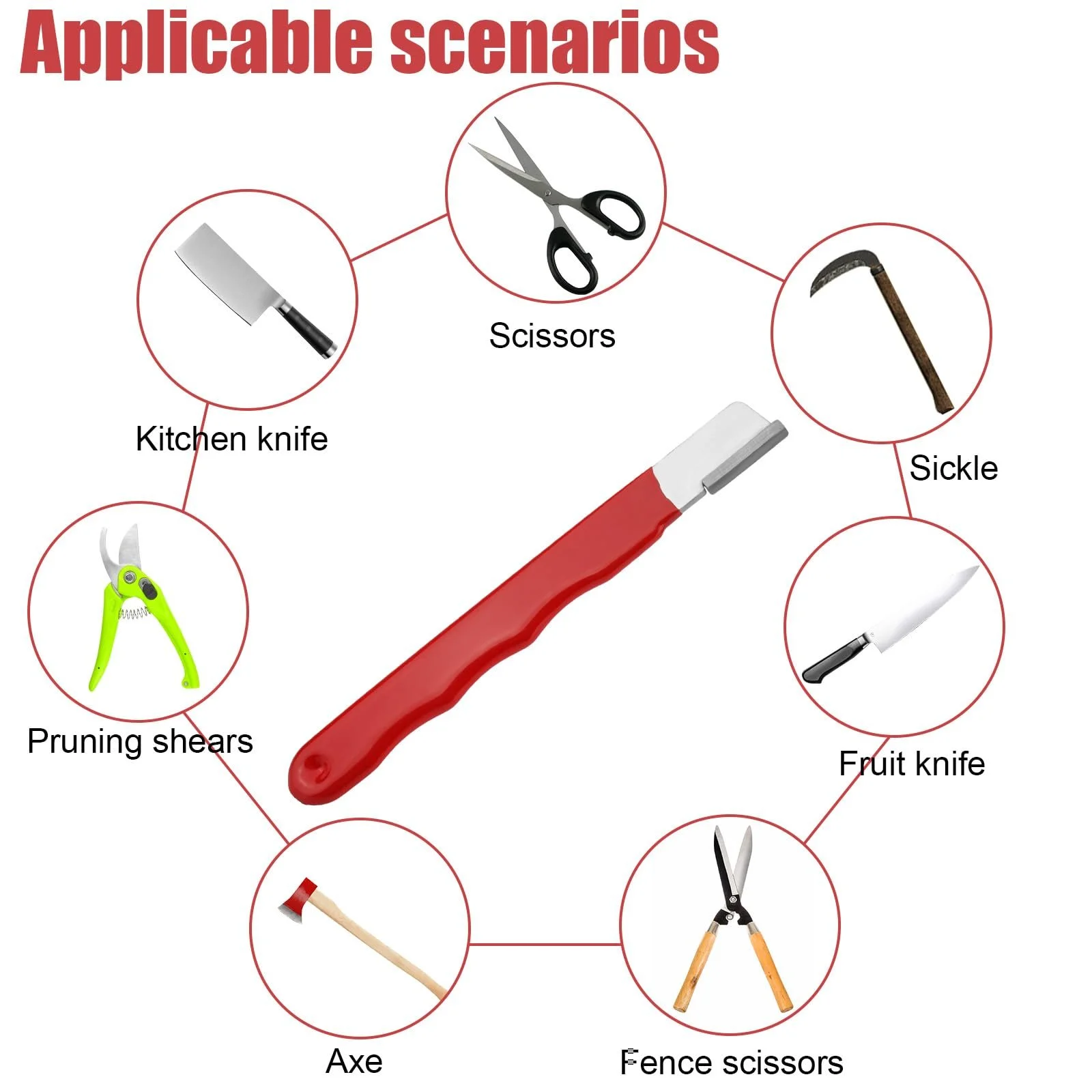 Точилка для садових інструментів вольфрамова сталь 2 шт Чорний та Червоний, фото №5
