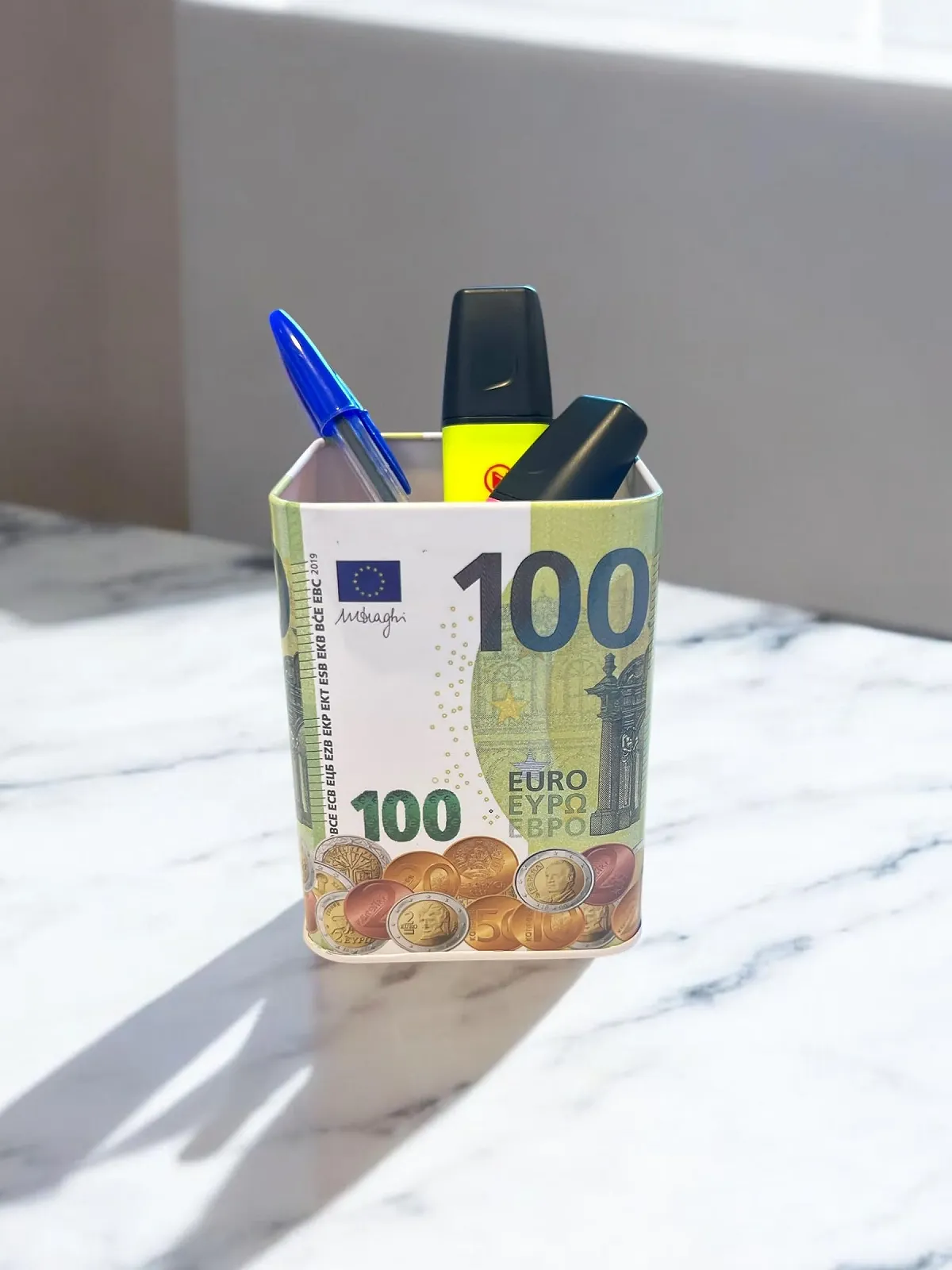 Скарбничка дитяча оригінальна з кришкою 20 Euro 50 Euro 100 Euro 200 Euro різнокольорова, фото №4