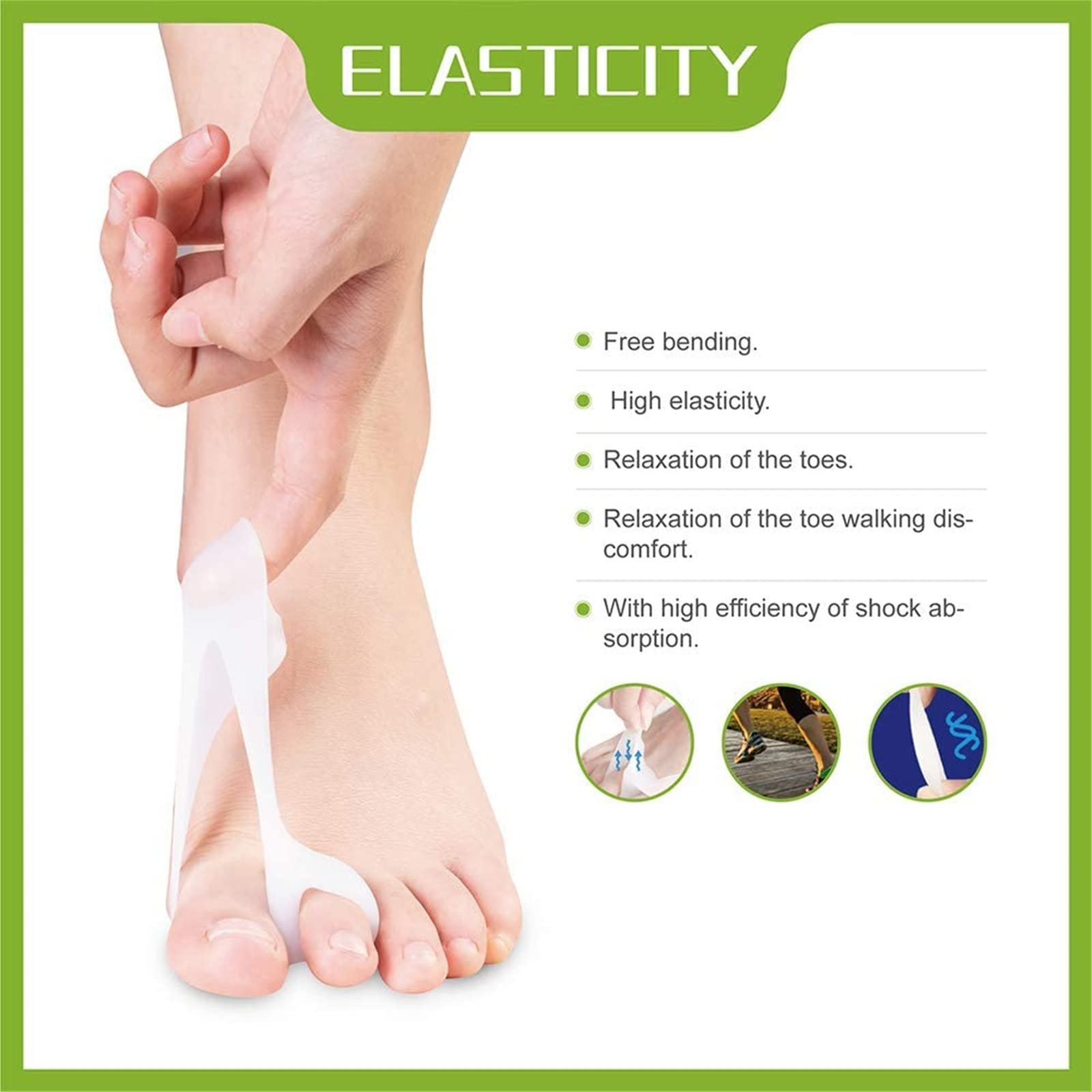 Роздільник для пальців Hallux Valgus [4x] з захистом від вальгусної деформації, захисні шини, пов'язка, фото №8