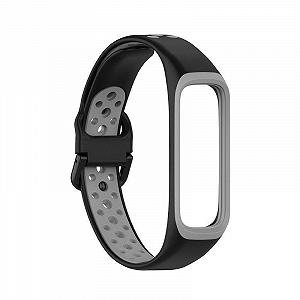 Силиконовый ремешок Primo Perfor Sport для фитнес-браслета Samsung Galaxy Fit 2 (SM-R220) - Black&Gray - Фото 1
