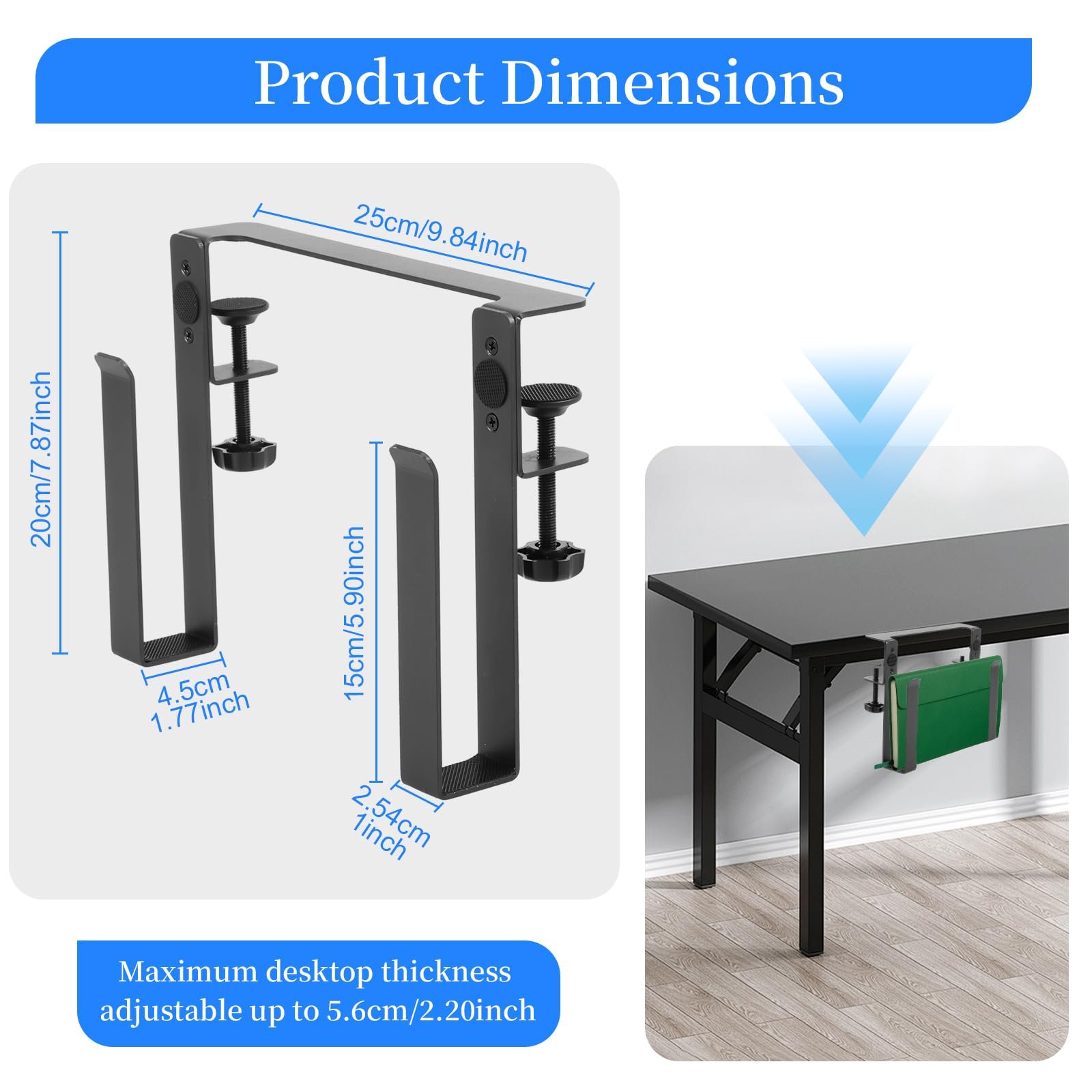 Органайзер для ноутбука Металевий Підвісний Регульований Знімний Тримач для ноутбука з нековзними накладками Стійкий до подряпин, фото №2