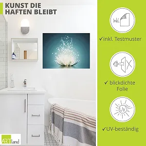 Наклейка на стіну ARTland T9NM Квіти лотоса Вінілова самоклеюча 80 x 60 см Бірюзова synthetic.ua - Фото 1