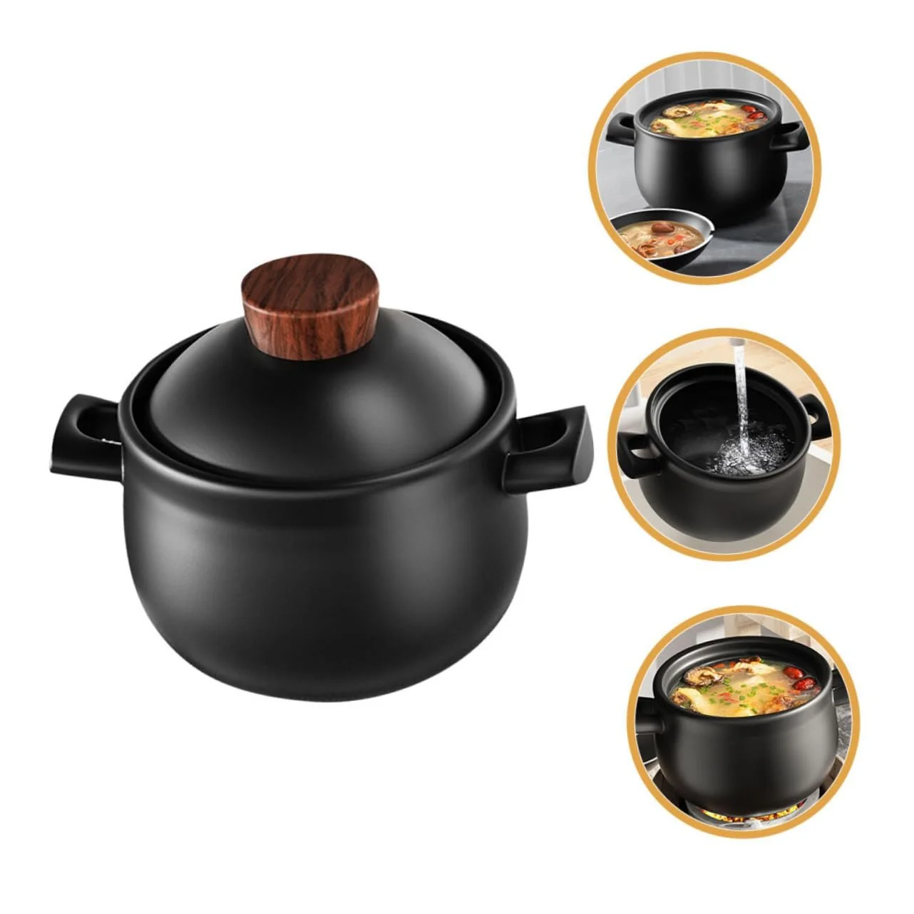 Кастрюля большая термостойкая для тушения и супов для газовых плит с удобной ручкой, фото №3 Кастрюля большая термостойкая для тушения и супов для газовых плит с удобной ручкой, фото №3