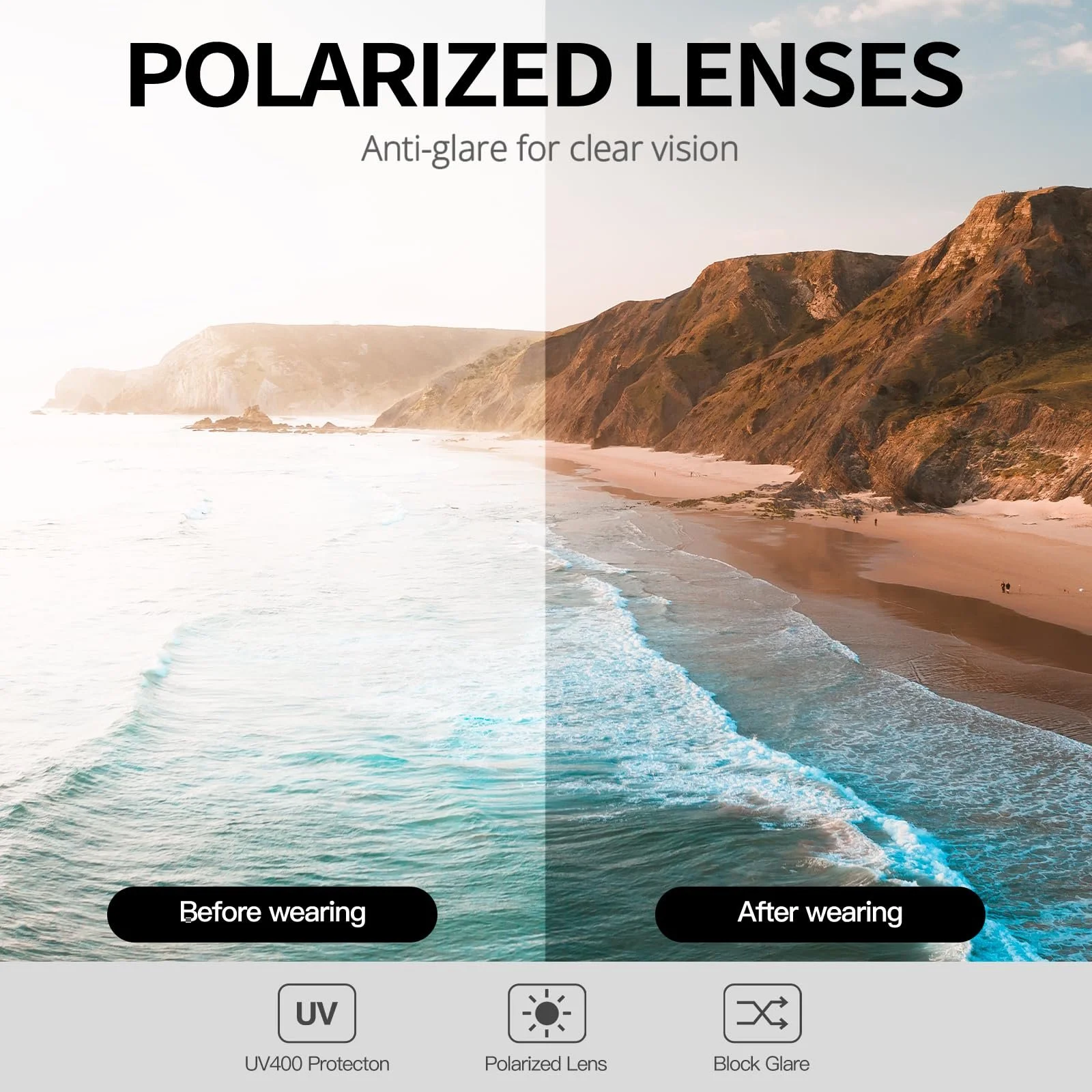 Поляризованные очки LVIOE для женщин Модные и легкие, защита UV400, фото №3