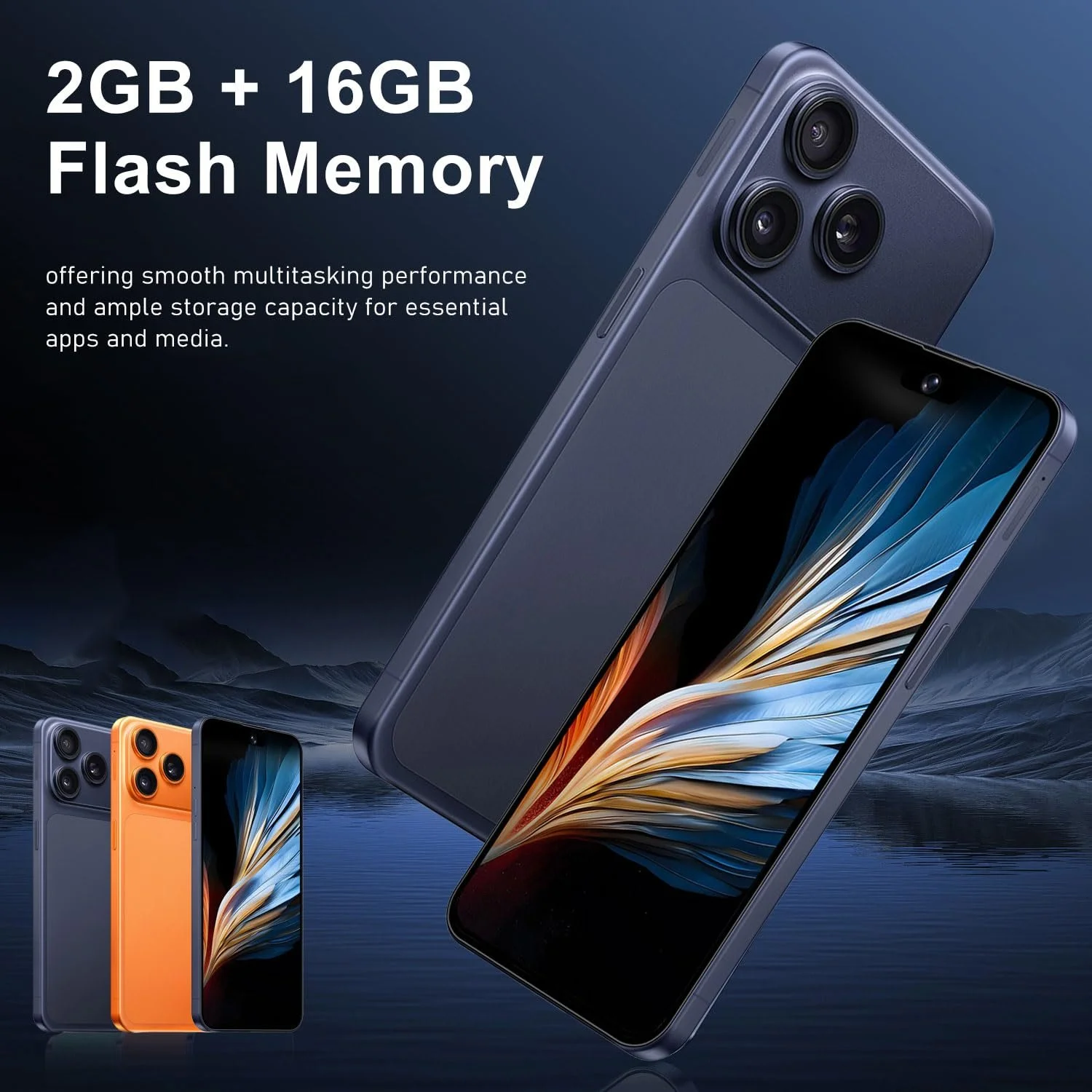 Смартфон 6.6 дюйма 2GB RAM 16GB ROM Dual SIM 3G Android 10.0 Black, фото №2