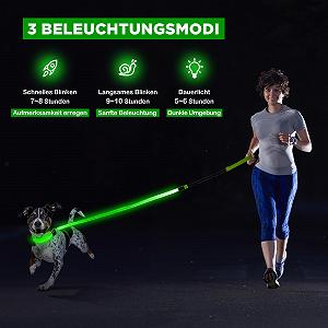 Набір нашийник з підсвічуванням та LED повідець 2-in-1 Type C 500 м Green, M synthetic.ua - Фото 1