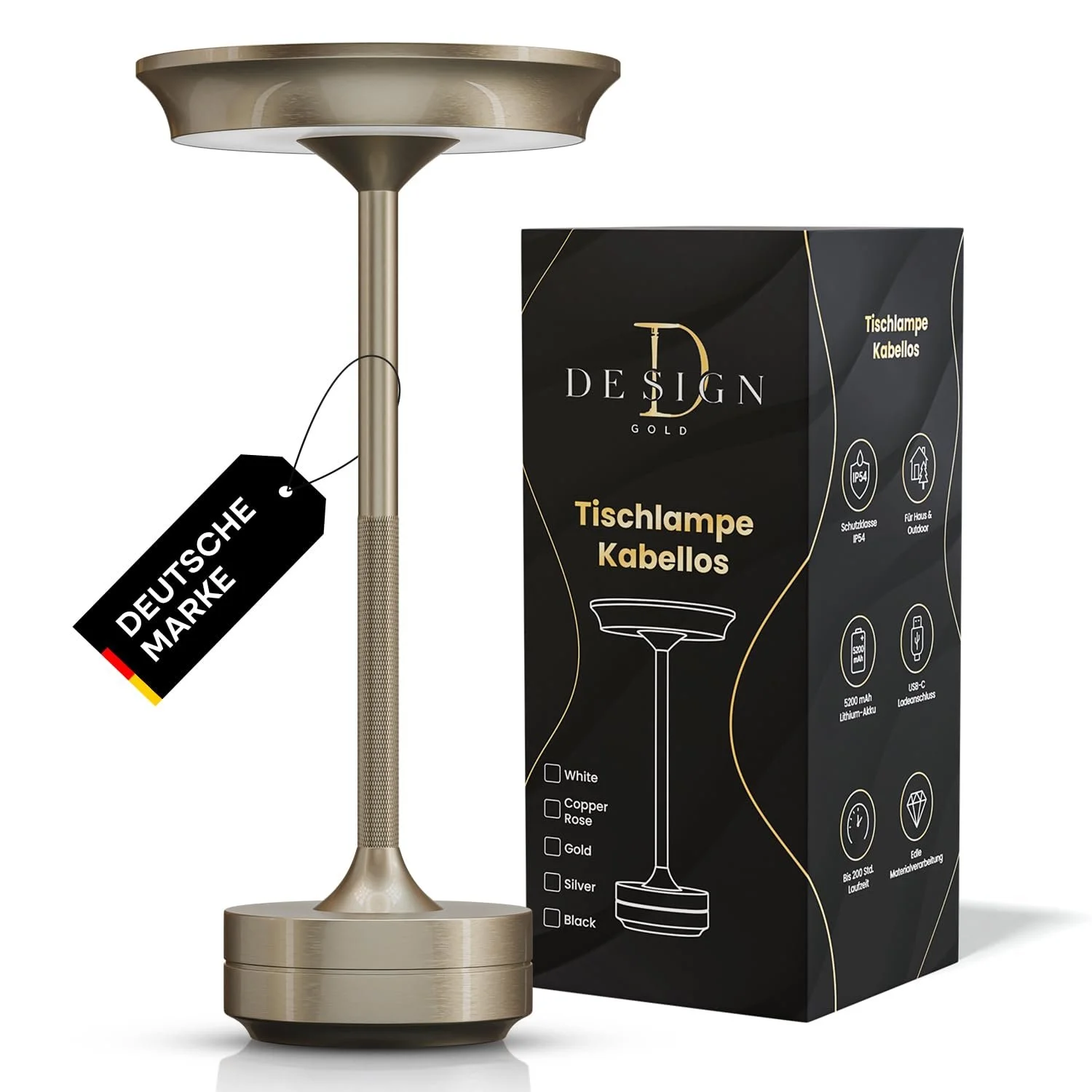 Настольная лампа LED Wireless Battery Dimmable USB-C 3 Light Colours IP54 Indoor and Outdoor Серебристая, фото №1