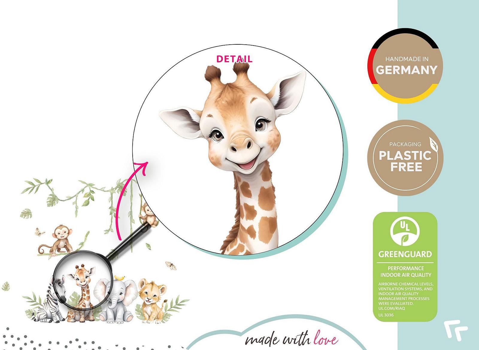 Наклейка на стену Little Deco DL5130 L Сафари Животные Жираф Лев Слон, фото №5