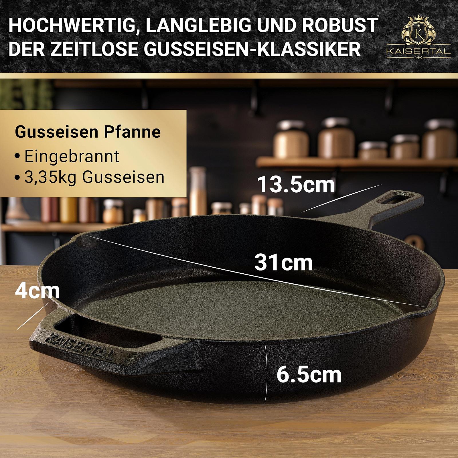 Сковорода Kaisertal® Premium 30 см з чавуну з книжкою рецептів Чорний, фото №3