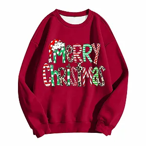 Жіночий Різдвяний Пуловер з довгими рукавами та круглим вирізом synthetic.ua - Фото 1