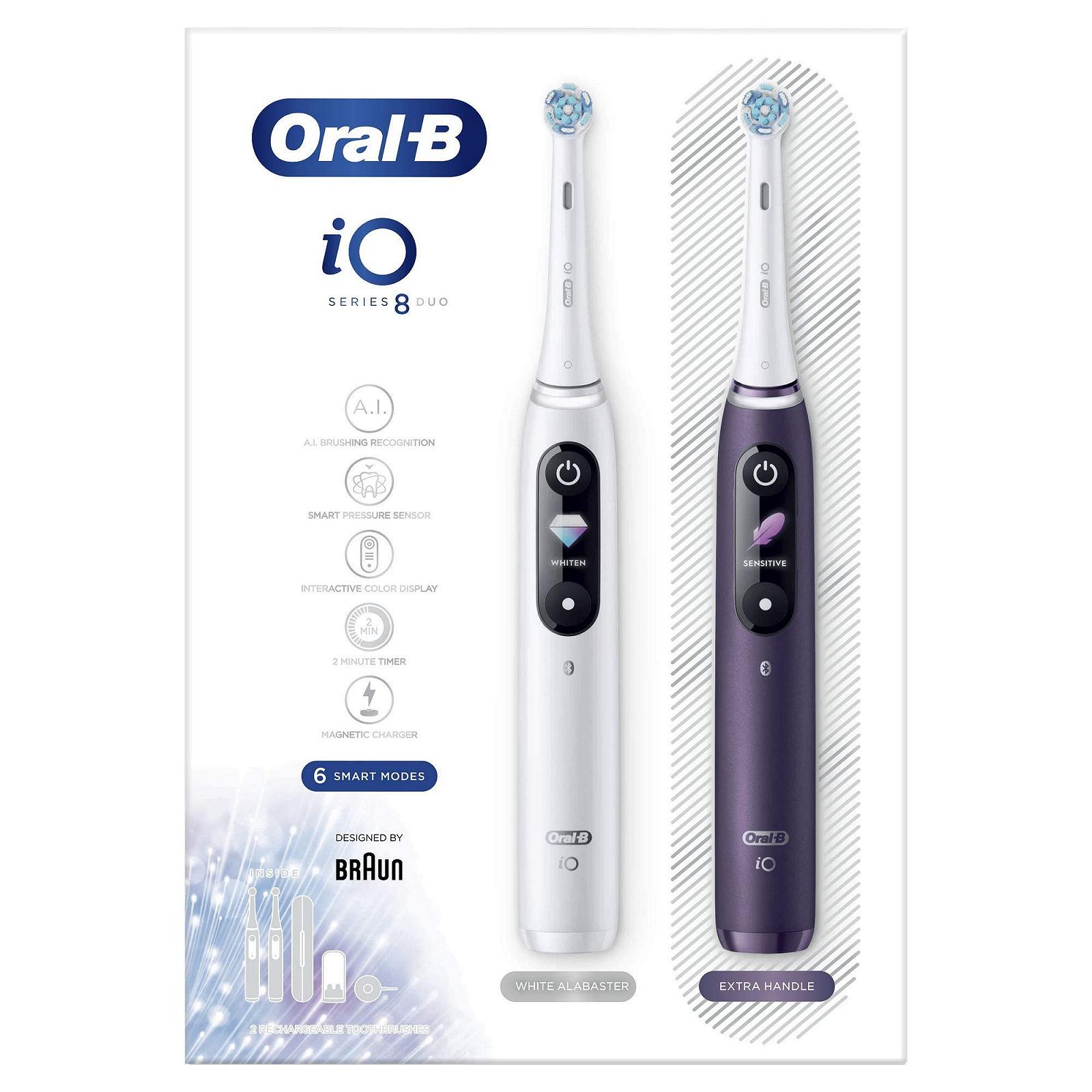 Электрическая зубная щетка Oral-B iO 8, 2 шт., белая/фиолетовая, фото №12