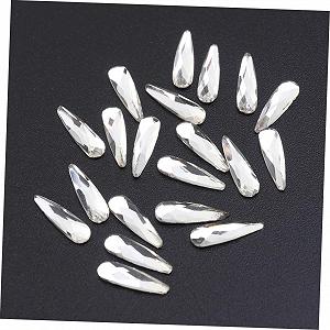 3D Подвески для ногтей FRCOLOR, 3D Стразы для ногтей, Драгоценные камни, Хрустальные камни для ногтей, Стеклянные драгоценные камни для ногтей, Капли страз, Плоские сверла для ногтей, Белый, 60 шт. synthetic.ua - Фото 1