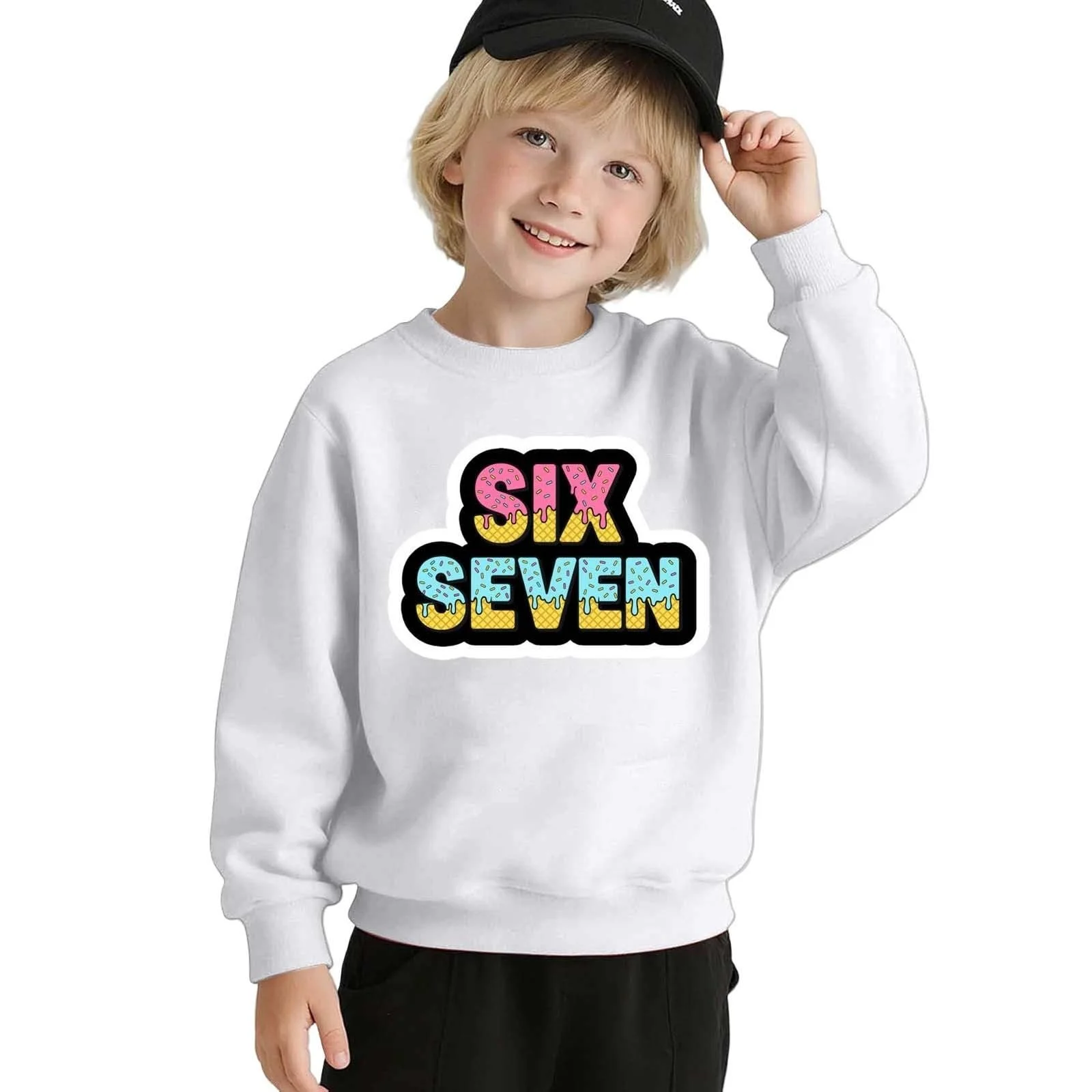 Вільний світшот для дівчинки з принтом, довгими рукавами, фото №4