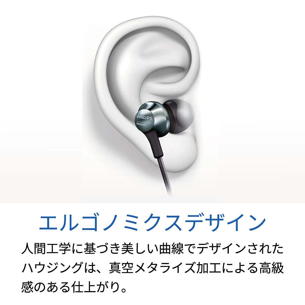 Навушники Philips Audio In-Ear PRO6305BK/00 (Hi Res Audio, Вбудований мікрофон, Шумозаглушення, 3 типи насадок, Ергономічний дизайн) Чорно/Сріблястий, Один розмір, фото №3