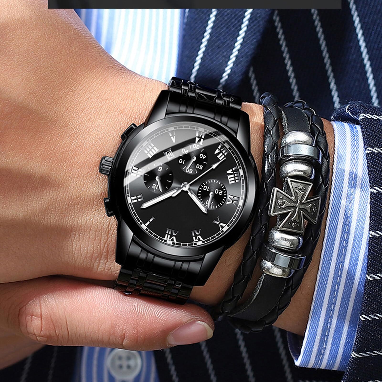 Часы Tevimpeya Мужские Бизнес Механические Автоматические Аналоговые Стальные Серебряно-Золотые Синие, фото №4