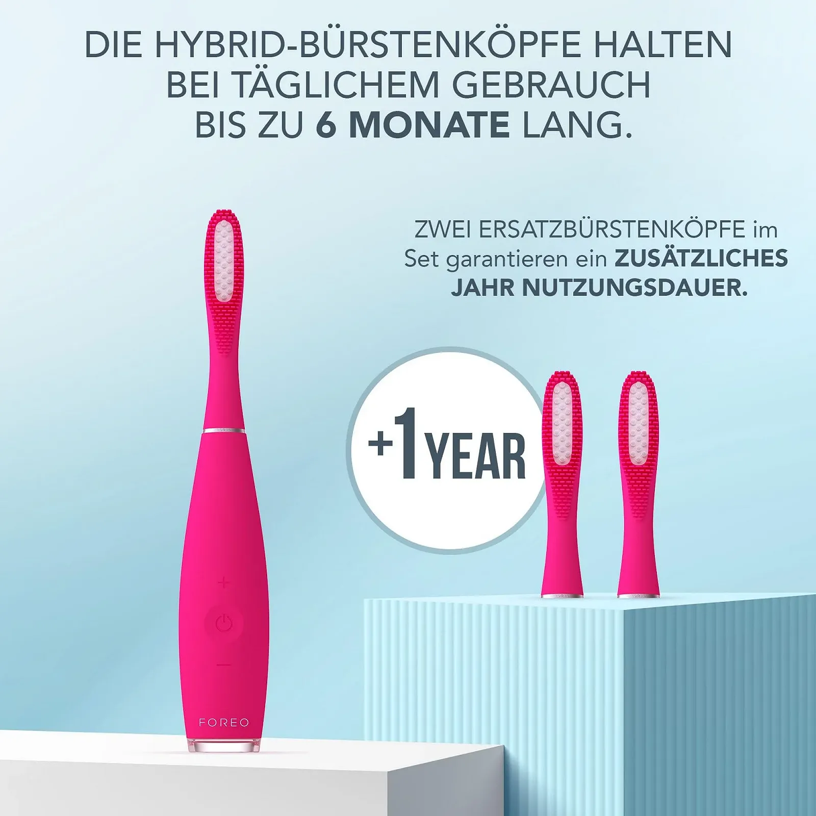 Электрическая силиконовая звуковая зубная щетка FOREO ISSA 3 4-в-1, ISSA Hybrid Wave Фуксия, фото №3