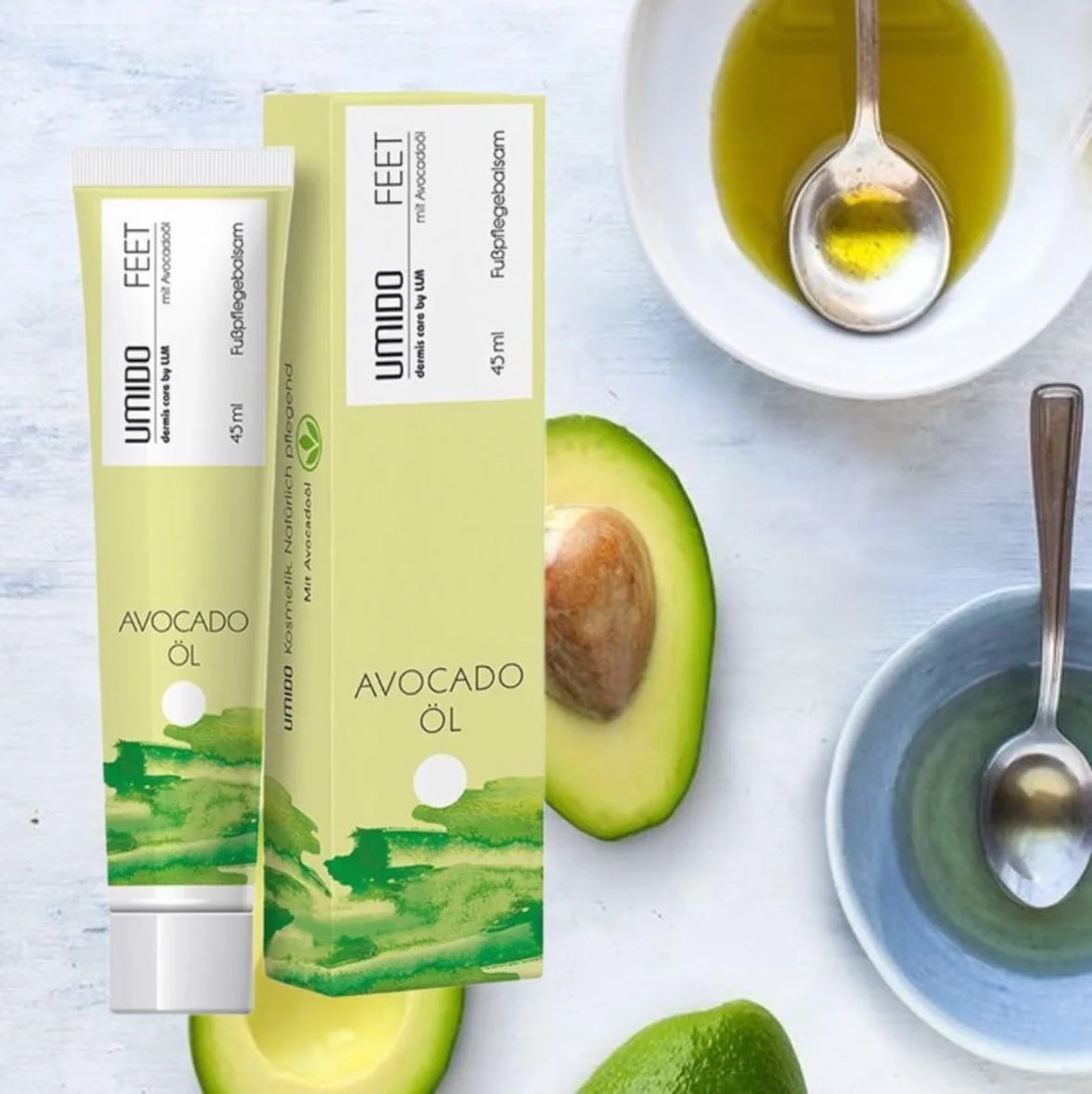 Крем для ног UMIDO Набор из 3 шт 45 мл, 1 x Ромашка, 1 x Ментол, 1 x Масло авокадо, фото №1