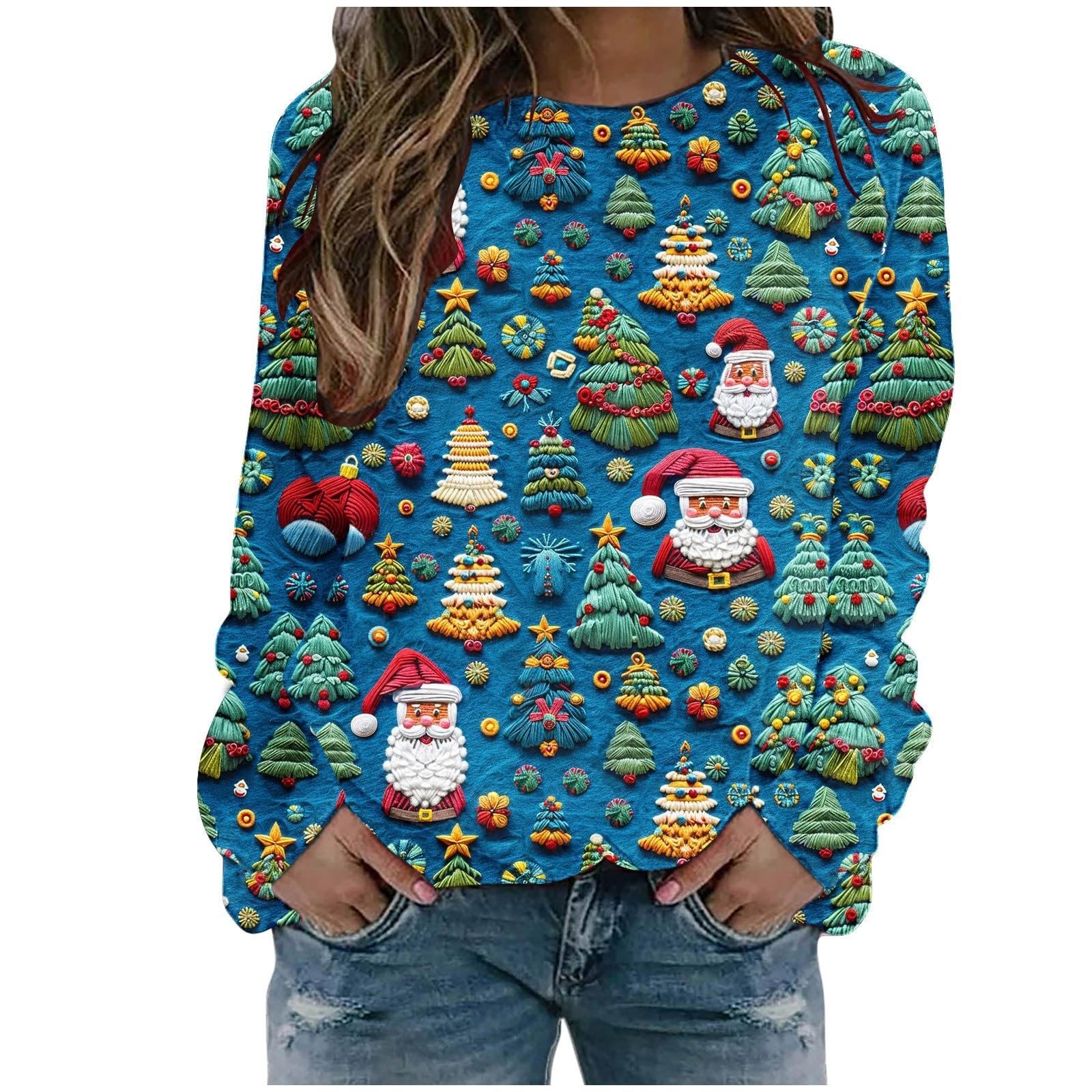 Різдвяний Светр Жіночий з Довгими Рукавами і Круглим Вирізом, фото №1 Різдвяний Светр Жіночий з Довгими Рукавами і Круглим Вирізом, фото №1