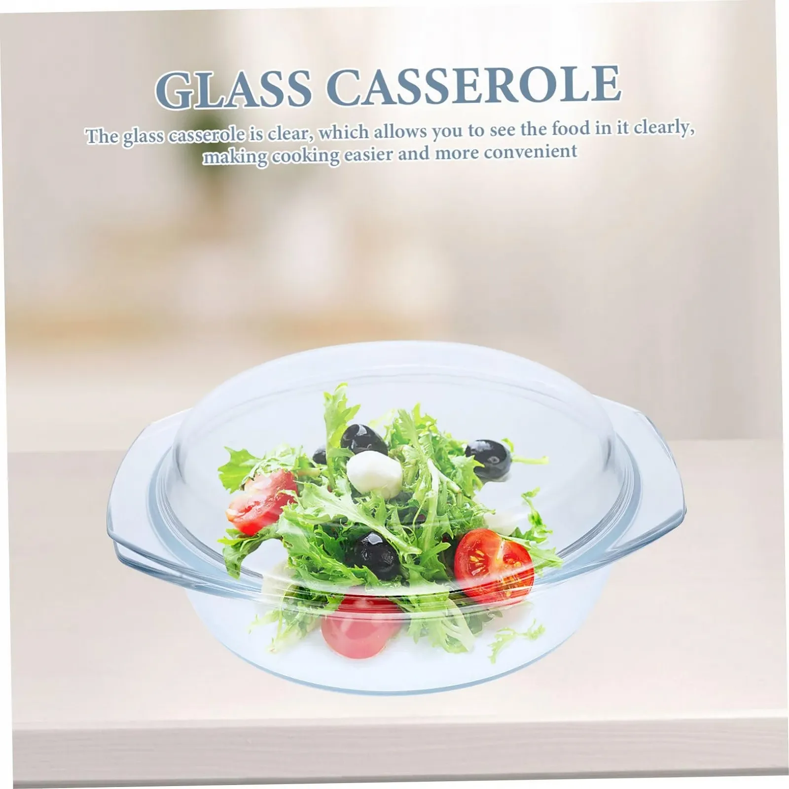 Скляна форма для запікання кругла з кришкою для духовки та мікрохвильової печі, фото №8