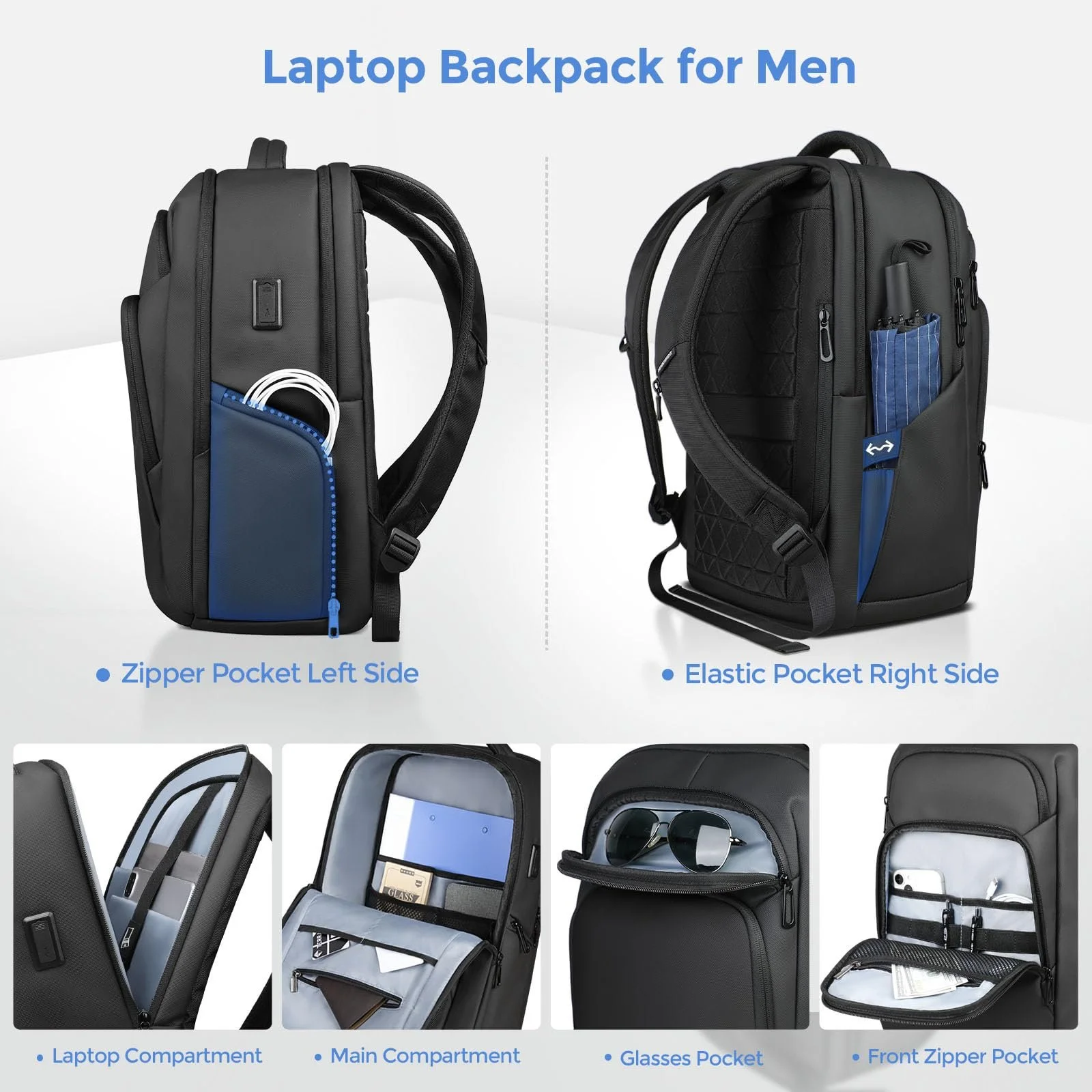 Рюкзак для ноутбука 30л Waterproof 17.3 дюйма USB-C/USB-A Black, фото №4 Рюкзак для ноутбука 30л Waterproof 17.3 дюйма USB-C/USB-A Black, фото №4
