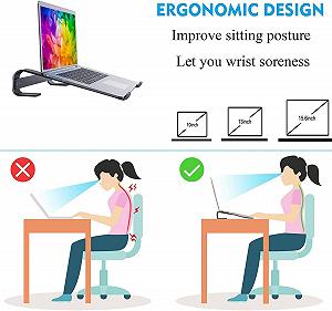 Подставка для ноутбука, Эргономичная алюминиевая подставка для компьютера, держатель для ПК, с легкой вентиляцией для MacBook Pro/Air, Dell, HP, MateBook, для всех ноутбуков 10-15,6 дюймов, черная synthetic.ua - Фото 1