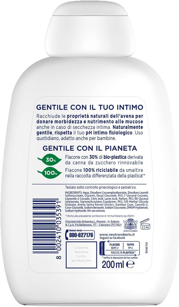 Гель для інтимної гігієни Neutro Roberts Idratante з вівсяним молочком 200 мл (12 шт), фото №1