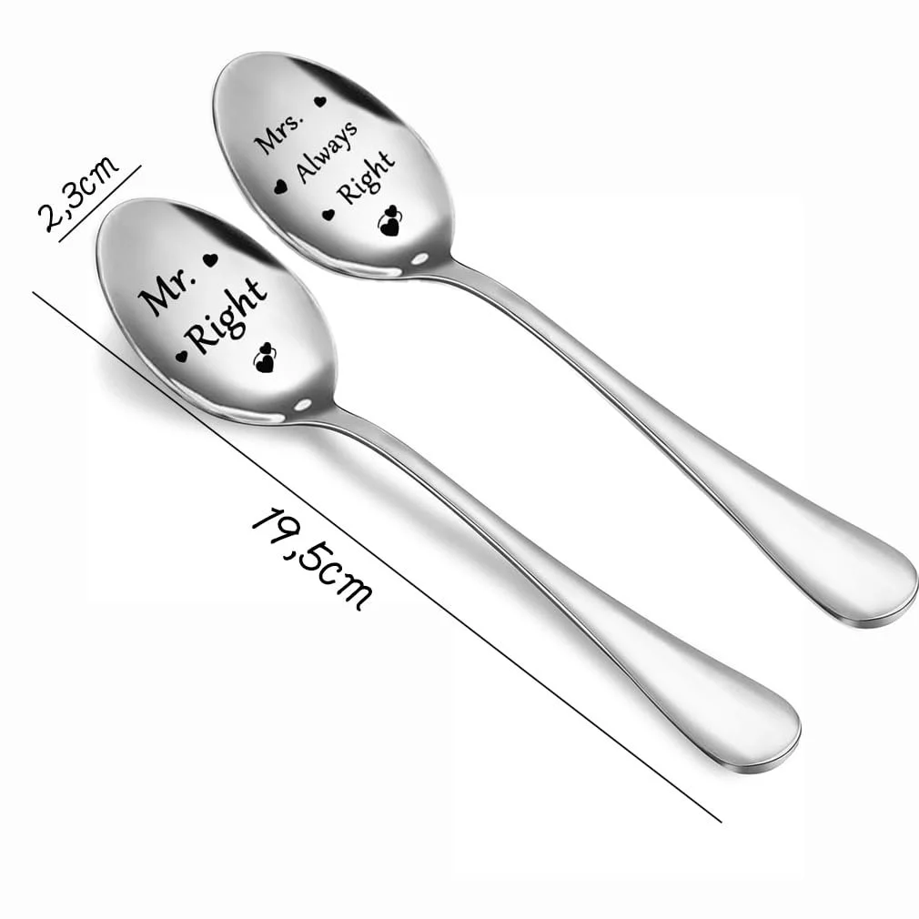 Ложка Кавова Mr. Right Mrs. Always Right Нержавіюча сталь, фото №3