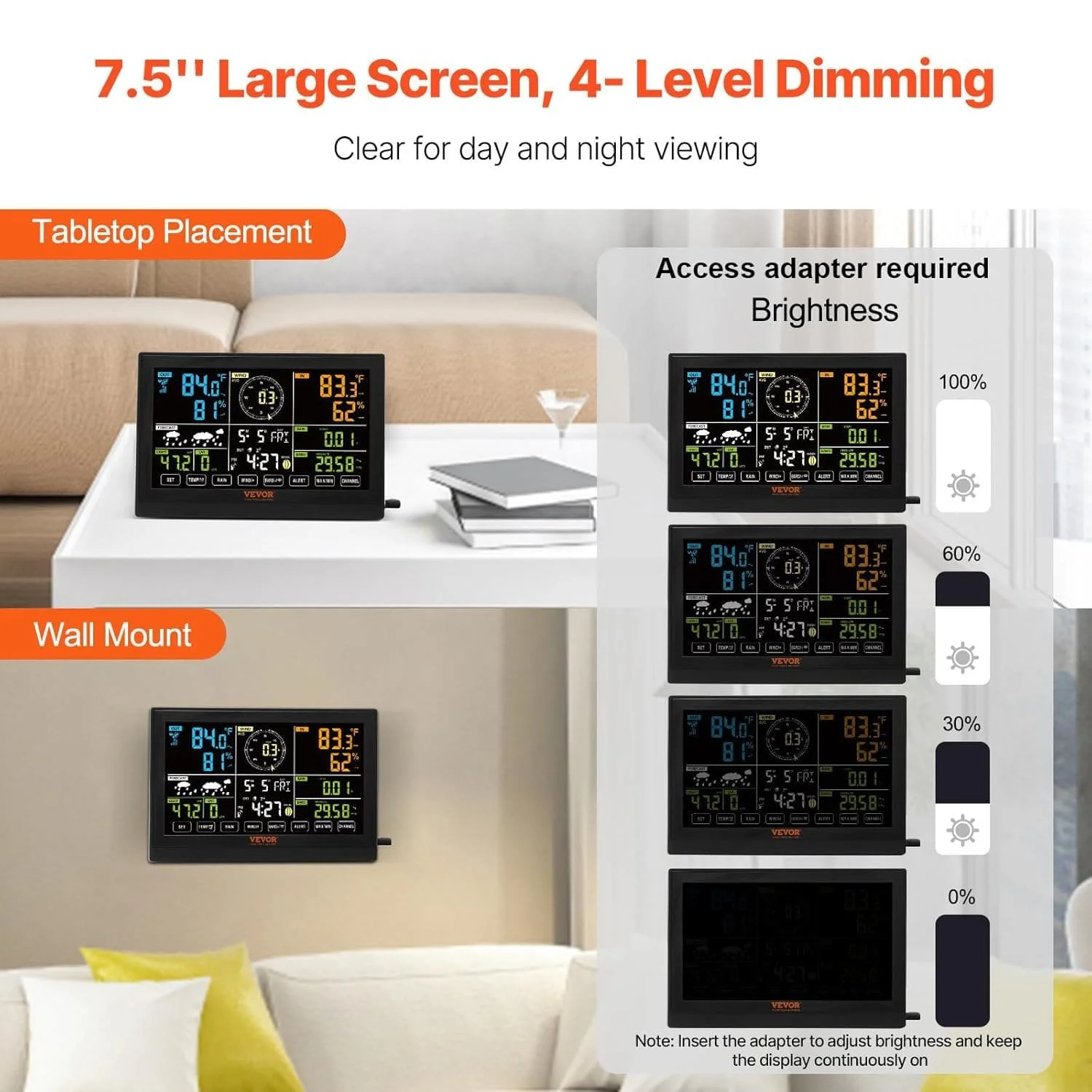 Бездротова метеостанція 7-в-1 VEVOR YT60231 Wi-Fi Біла, фото №4 Бездротова метеостанція 7-в-1 VEVOR YT60231 Wi-Fi Біла, фото №4