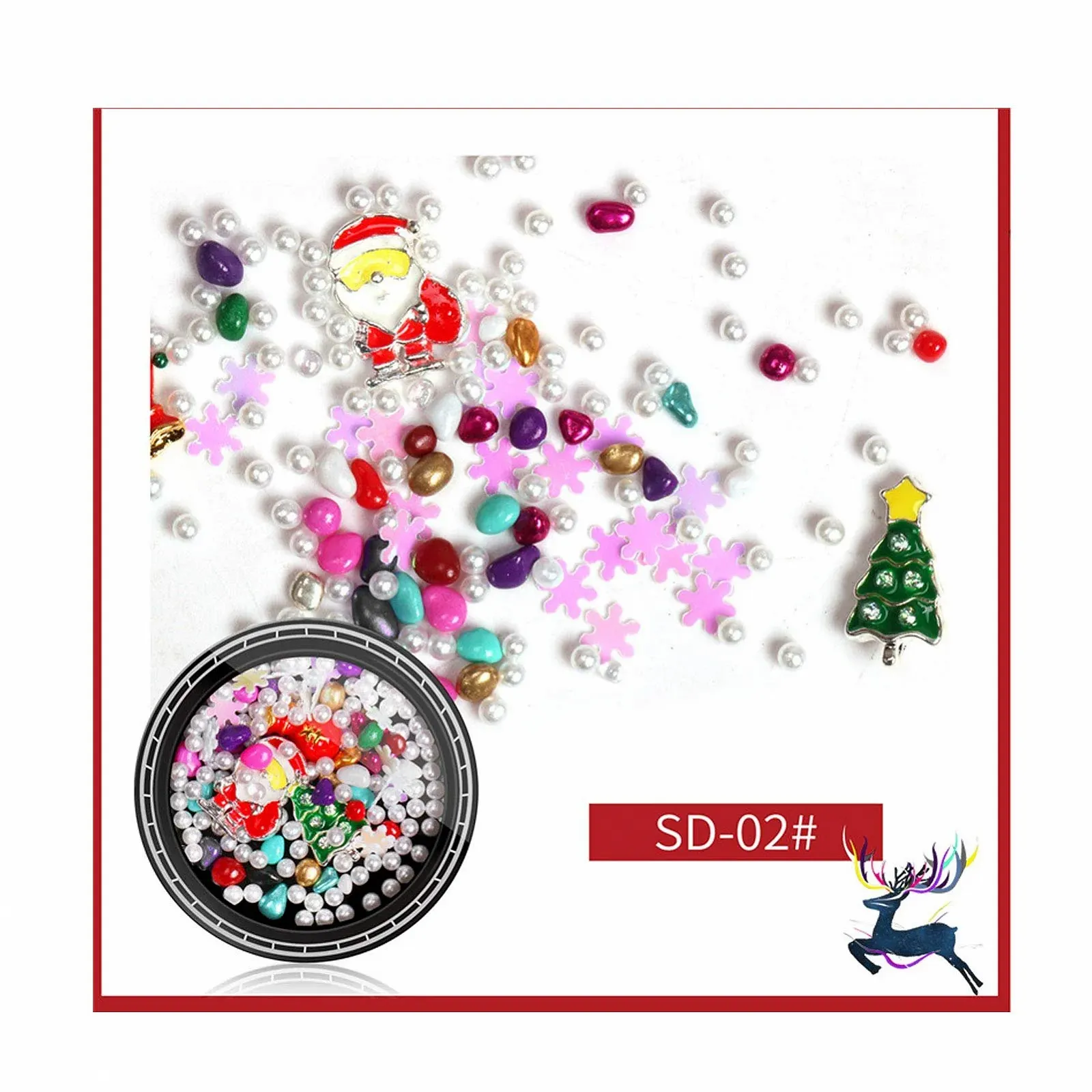 3D Украшения для ногтей Стразы для ногтей Самоцветы Блестящие хрустальные бусины Рождественская тематика 8шт, фото №6