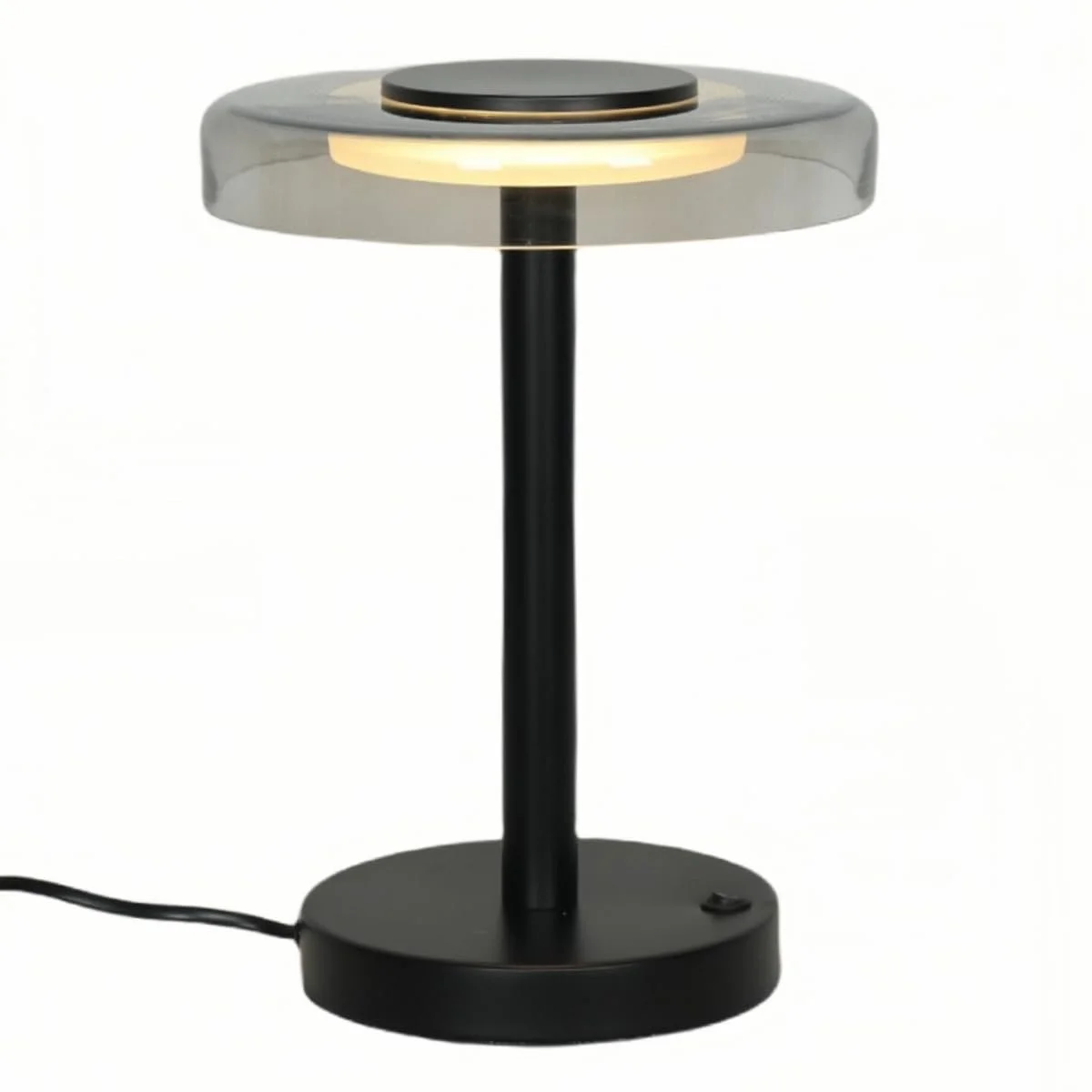 Настільна лампа Volos світлодіодна з сучасним скляним плафоном 6 Вт 3000 K Чорний, фото №1
