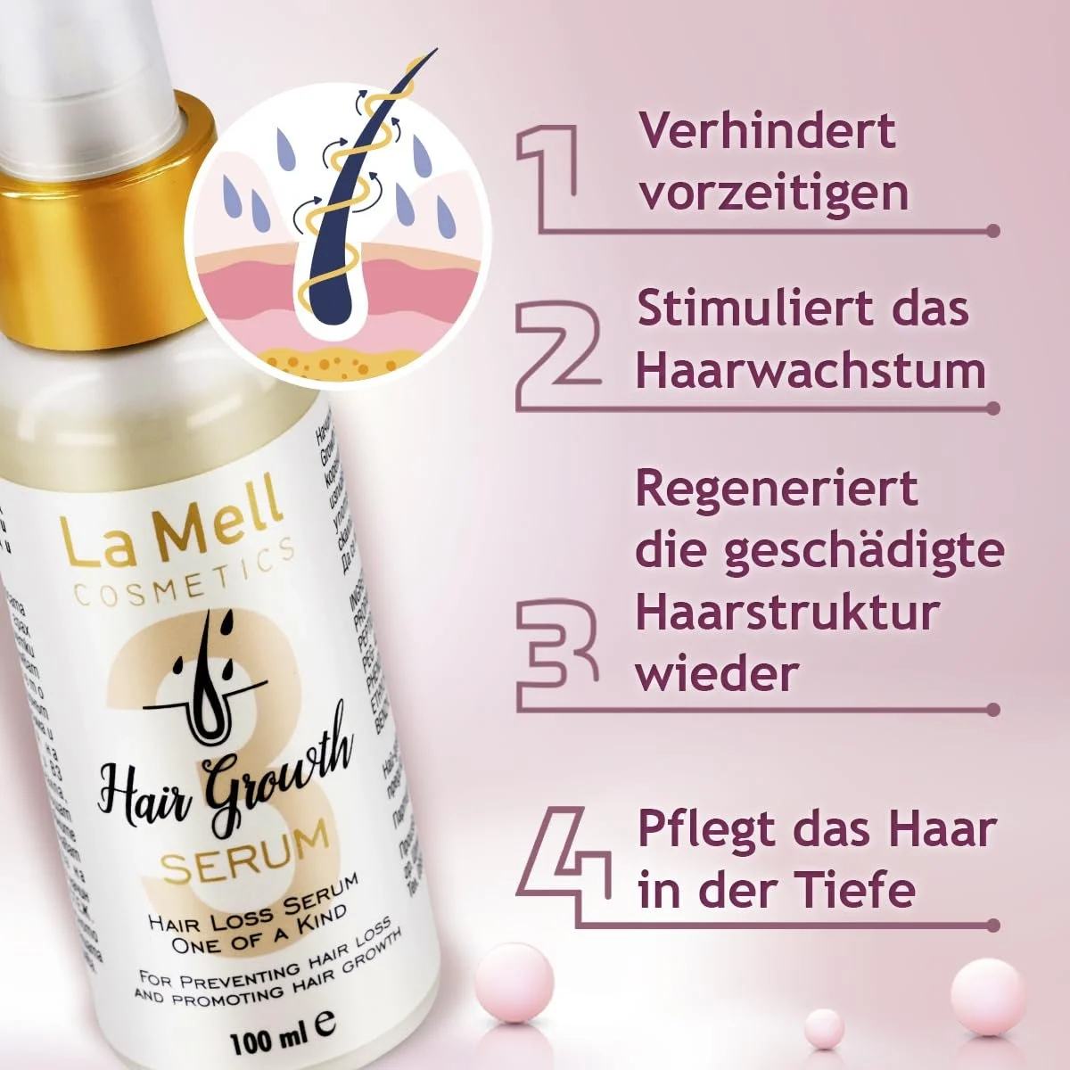 Сироватка для волосся проти випадіння волосся для жінок La Mell 100 мл, фото №3