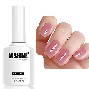 Гель-лак Vishine Sheer Dusty Rose Pink Jelly E042, напівпрозорий пильно-рожевий - Фото 1