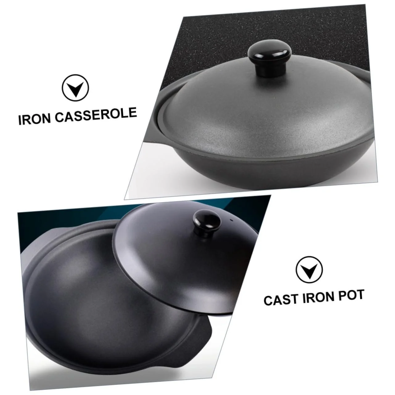 Кастрюля-жаровня чугунная 20 см с крышкой, фото №4