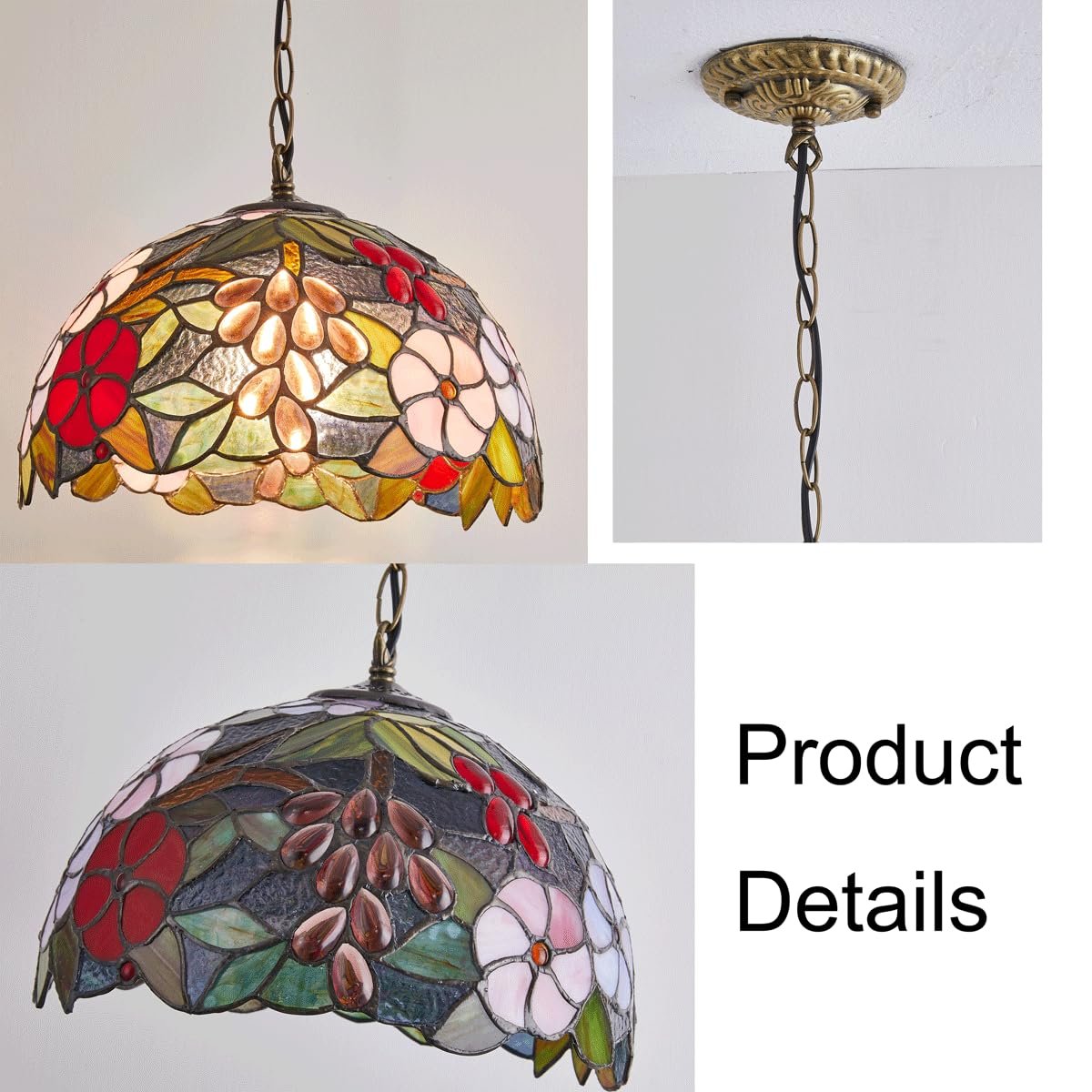 Настольная лампа Tiffany Роза витражное стекло вилка EU переключатель 12 дюймов, фото №6