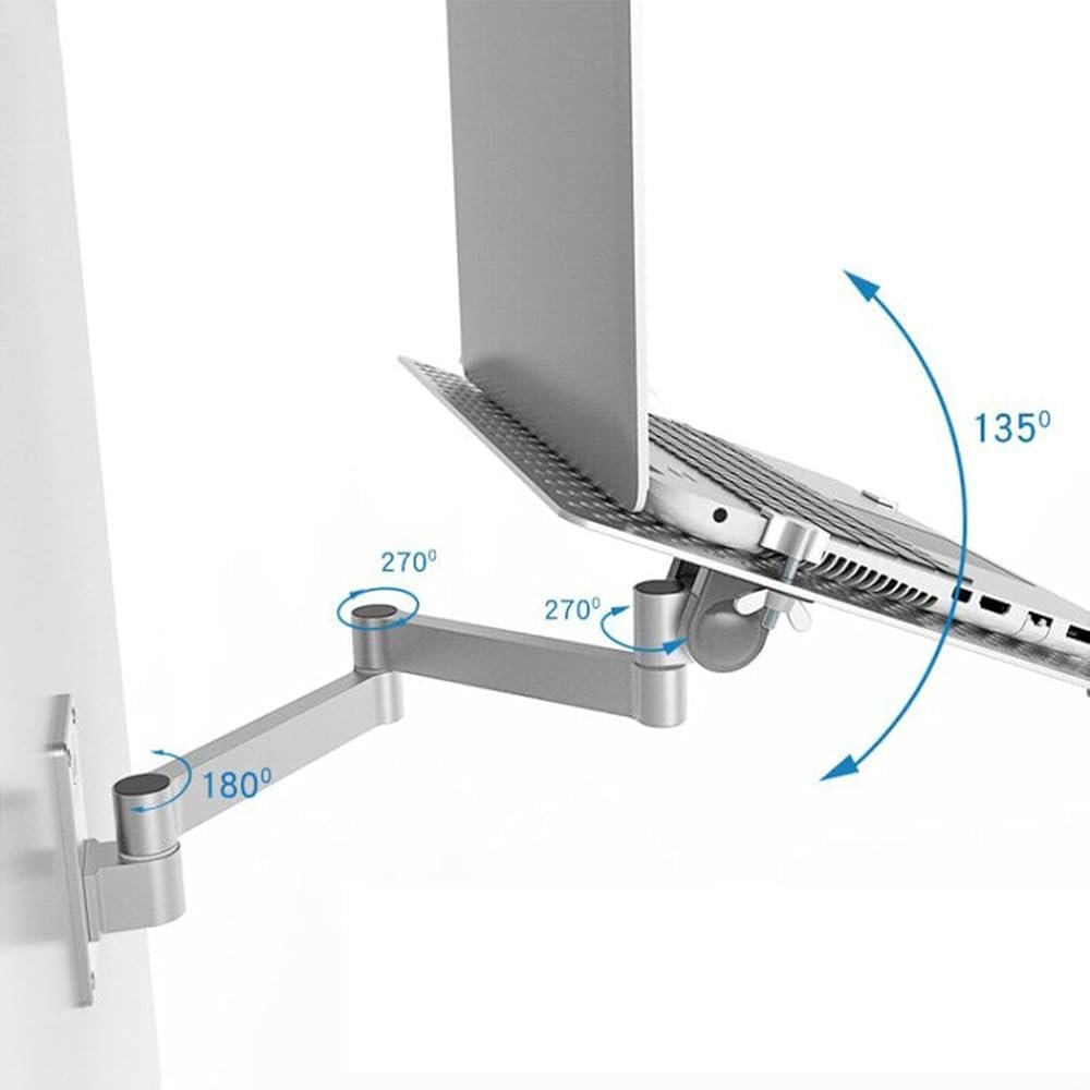 Настенная подставка для ноутбука, регулируемый и складной держатель с подставкой для мыши, компактная, многофункциональная подставка для ноутбука для дома, офиса, игр и рабочей станции, фото №3
