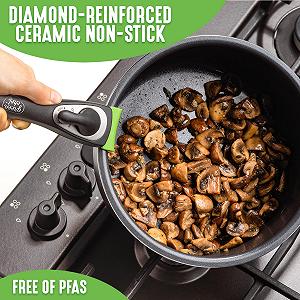 Набор GreenChef ClickPan керамический Антипригарный 3-элементный 16 см/1,6 л и 20 см/3,1 л сотейники со съемной ручкой Черный synthetic.ua - Фото 1