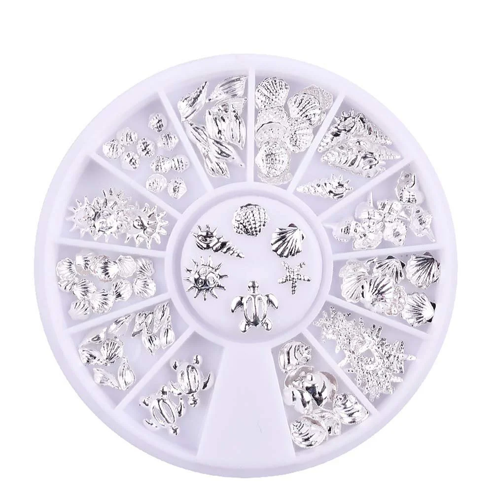 Украшения для ногтей Премиум Качества 120 шт. Мини Океанские Аксессуары Серебряные Ракушки Раковины для Ногтей Декор для Маникюра DIY, фото №1