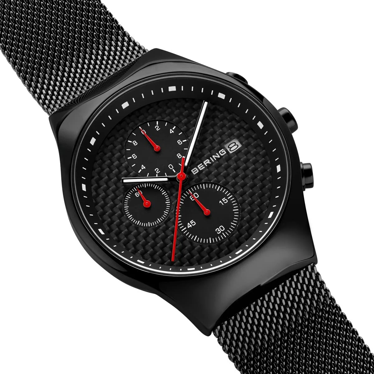 Мужские кварцевые часы BERING 42 мм, корпус из нержавеющей стали, циферблат, миланский браслет, сапфировое стекло, 3 ATM, 18842, фото №4 Мужские кварцевые часы BERING 42 мм, корпус из нержавеющей стали, циферблат, миланский браслет, сапфировое стекло, 3 ATM, 18842, фото №4