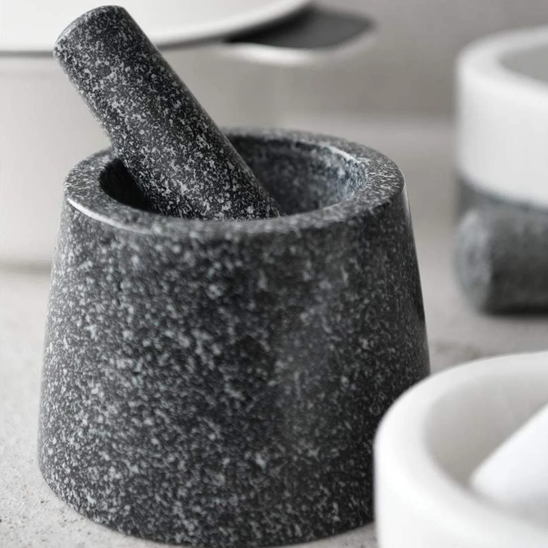 Ступка і товкачик з натурального каменю для подрібнення спецій, фото №7