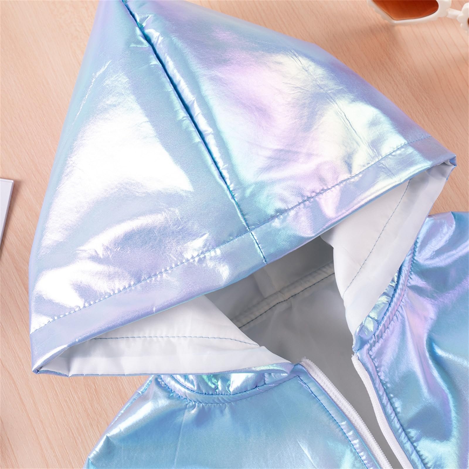 Детское пальто с капюшоном, длинными рукавами, эластичной талией, утепленная теплая куртка Laser Illusion для девочки (1-8 лет), фото №4 Детское пальто с капюшоном, длинными рукавами, эластичной талией, утепленная теплая куртка Laser Illusion для девочки (1-8 лет), фото №4