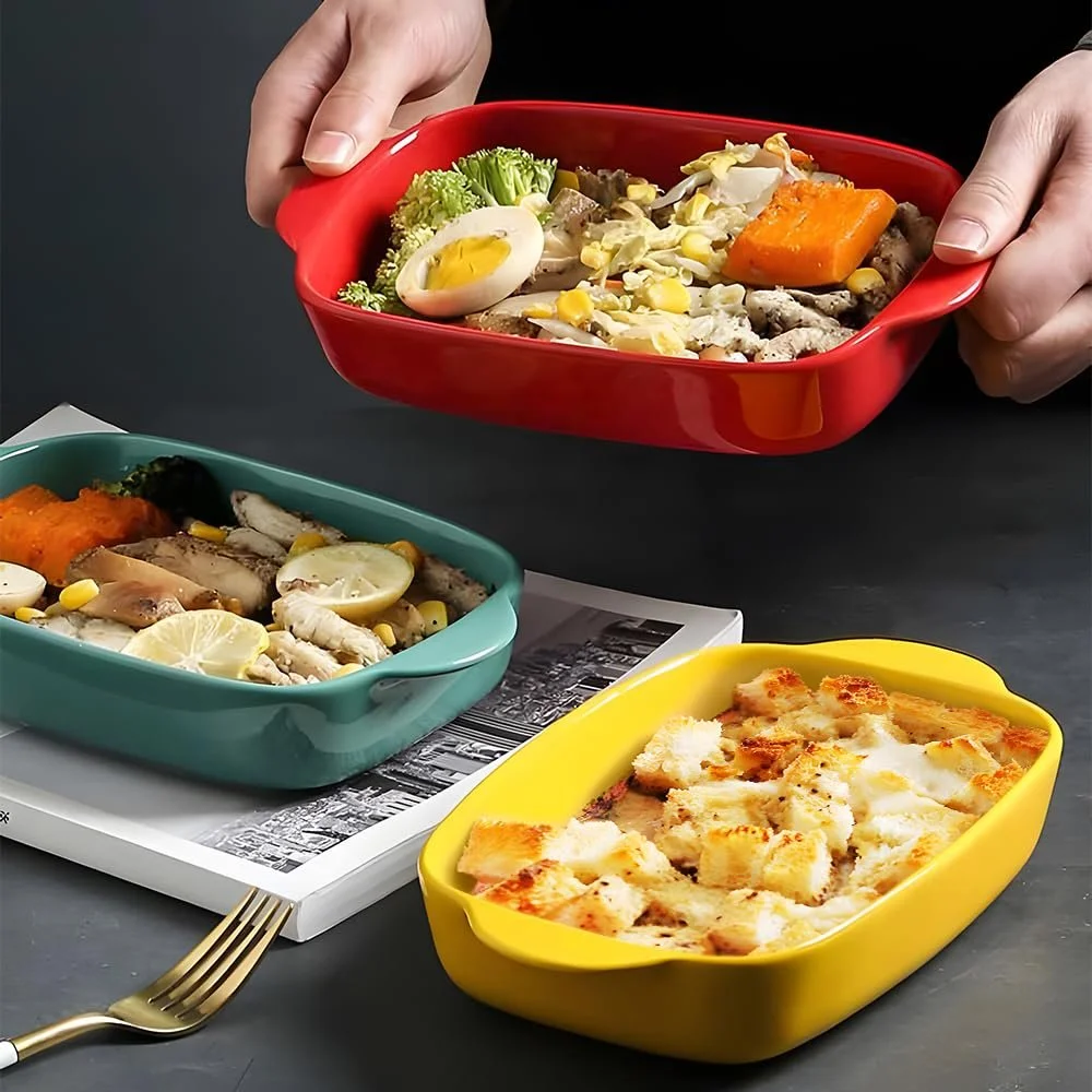 Форми для запікання лазаньї керамічні прямокутні з ручками 2 шт 9 x 5 дюймів, фото №3