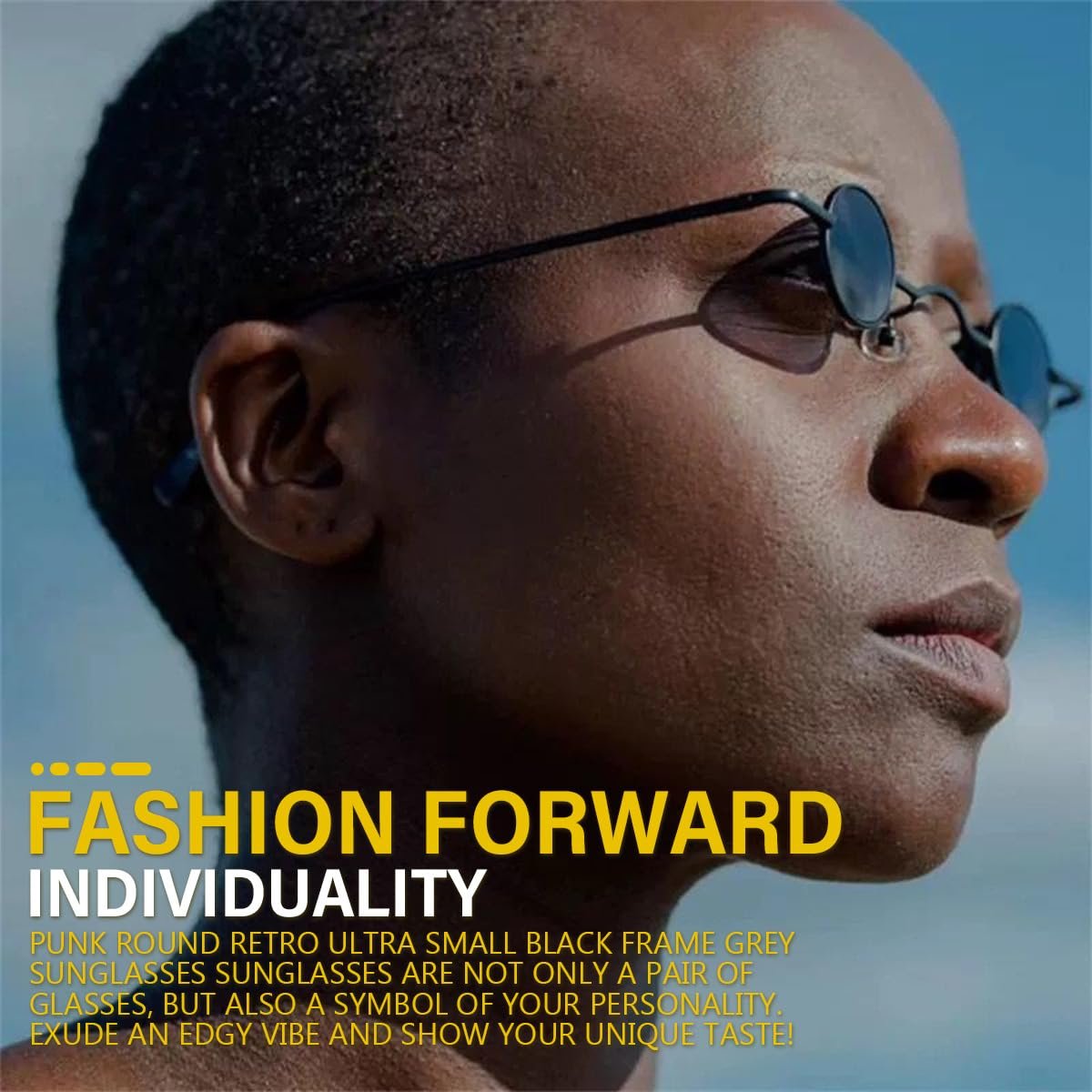 Сонцезахисні Окуляри FERCAISH Ретро Круглі Маленькі Steampunk Вінтажні Хіпі Чорні, фото №4