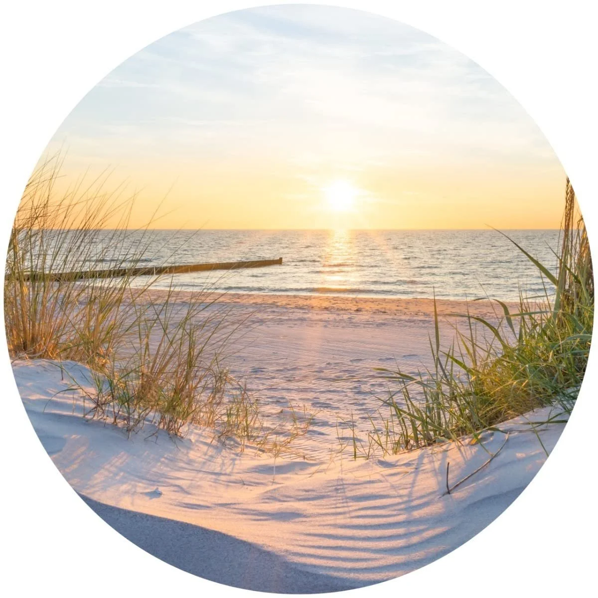 Наклейка на стену Muralo Пляж Море Закат Дюны Пейзаж Небо Природа 3D Круглая 100 x 100 см, фото №7