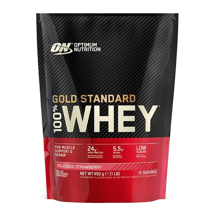 Протеин Optimum Nutrition 100 Whey Gold Standard 450g Delicious Strawberry, фото №1