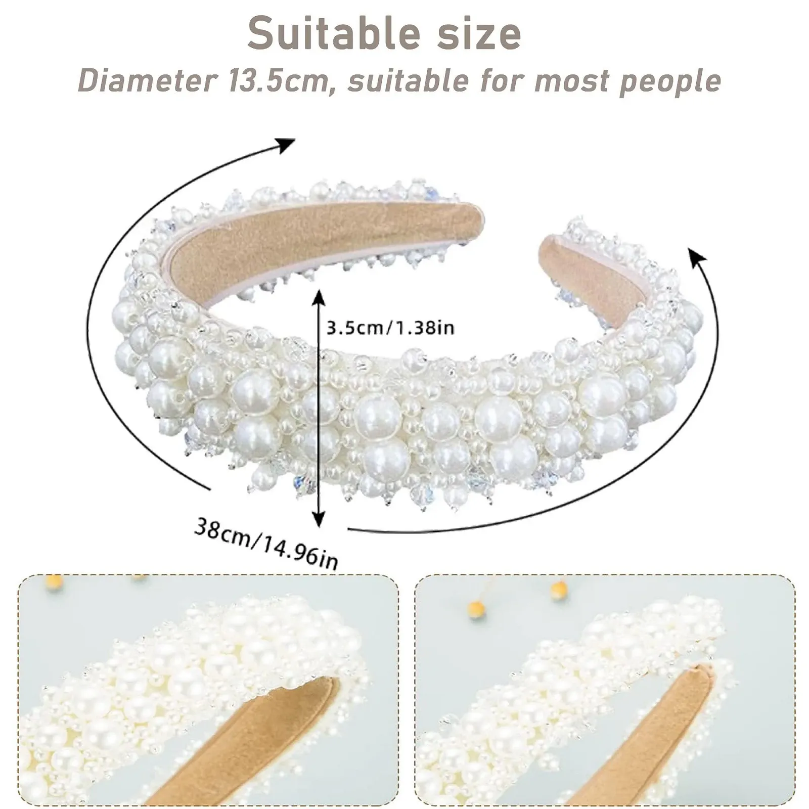 Обруч для волос Женский Жемчуг, фото №3